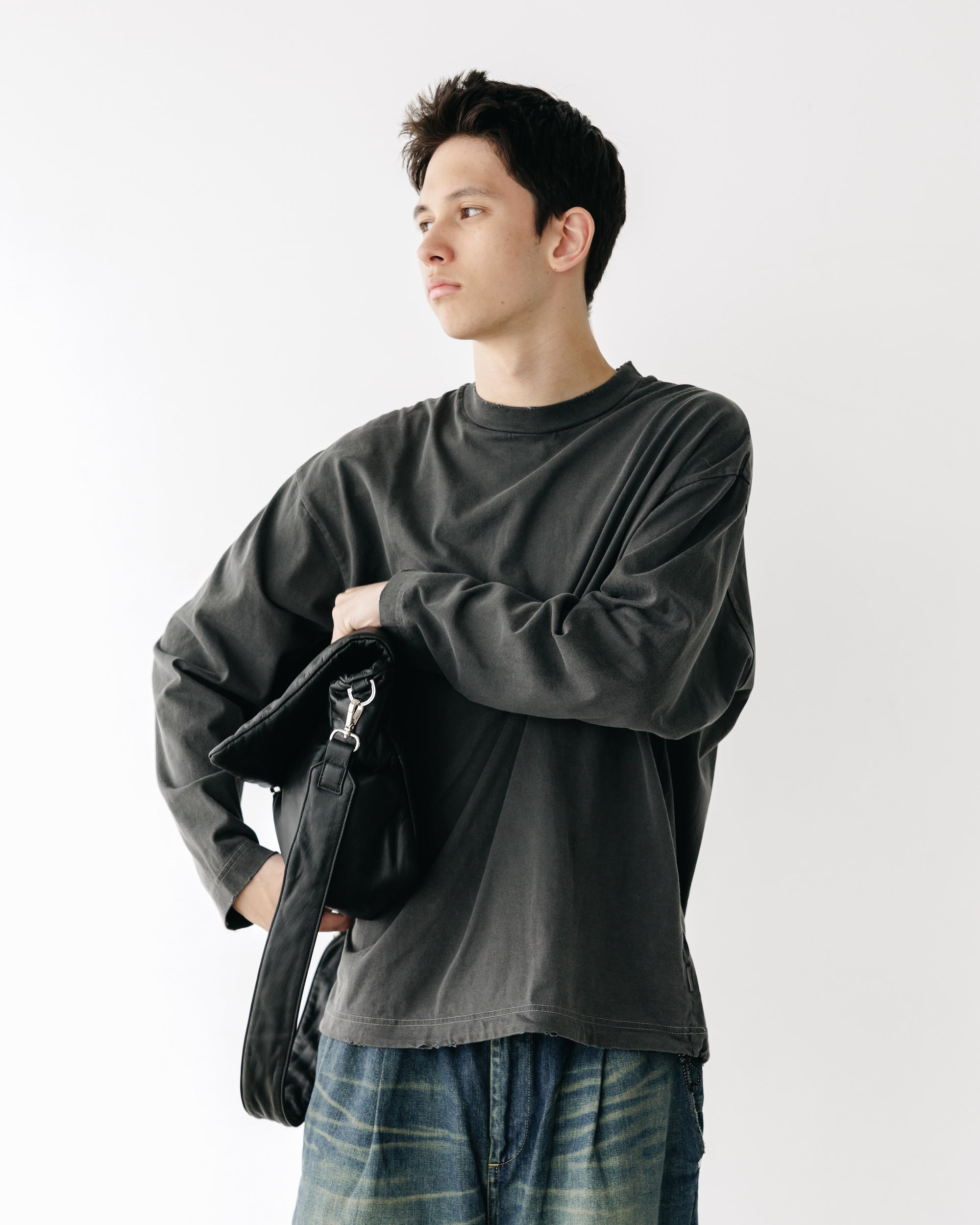 CLESSTE PIGMENT DYED L/S T-SHIRT WITH DRAWSTRINGS