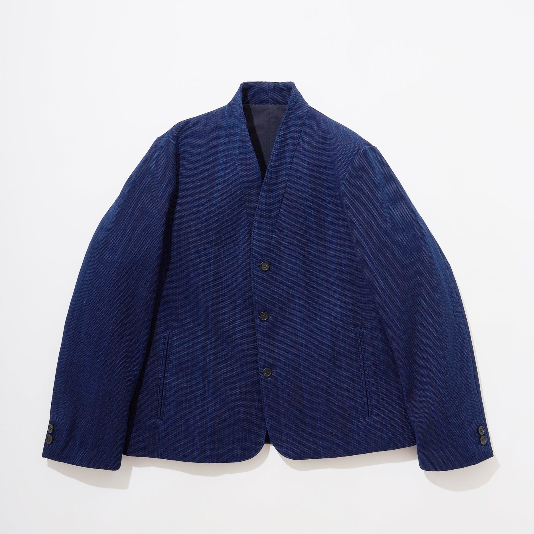 KUON Aizome Sashiko Kimono Collar Blazer