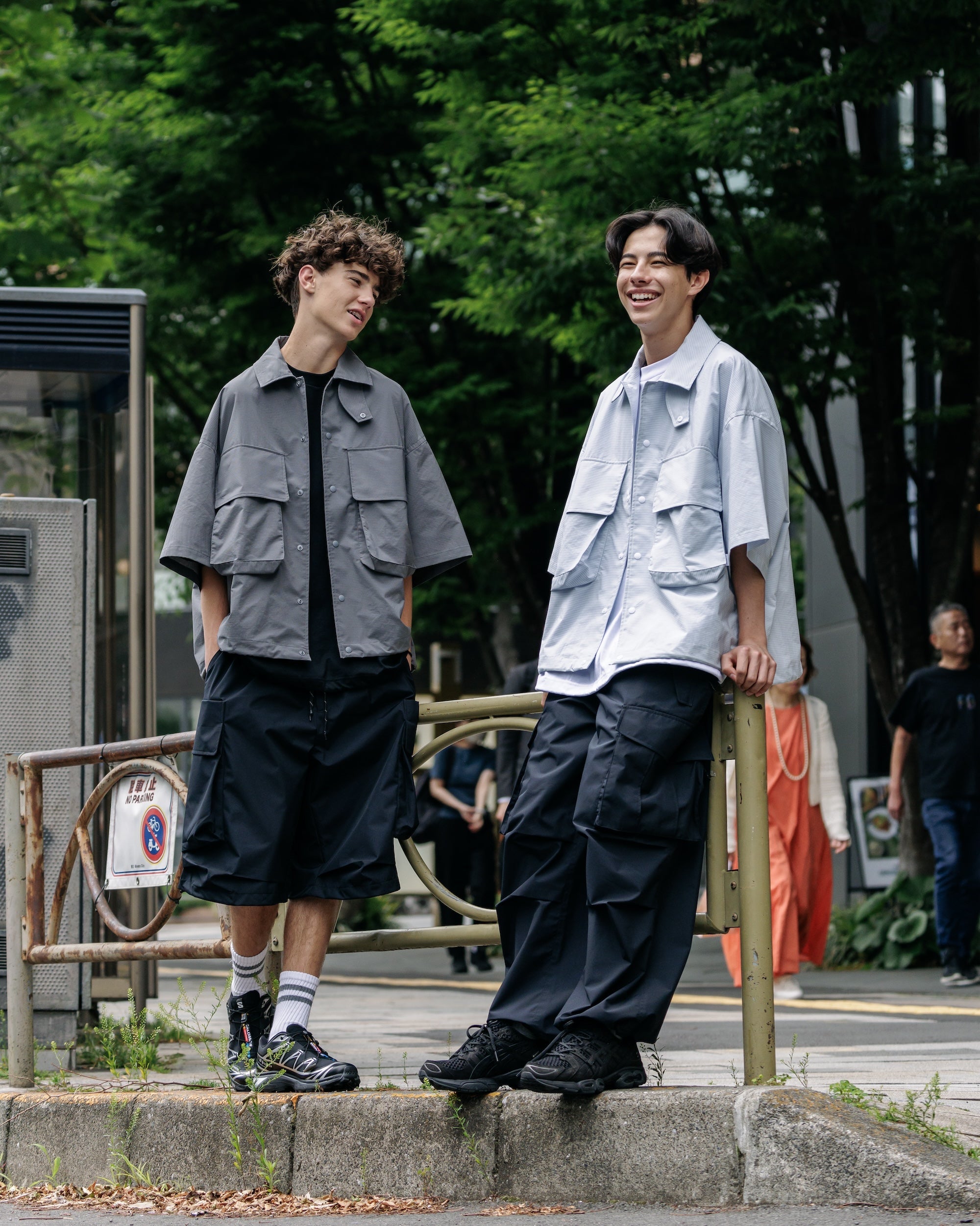 CLESSTE GRAPH CHECK WADING S/S SHIRT JACKET(CHARCOAL×BLACK)