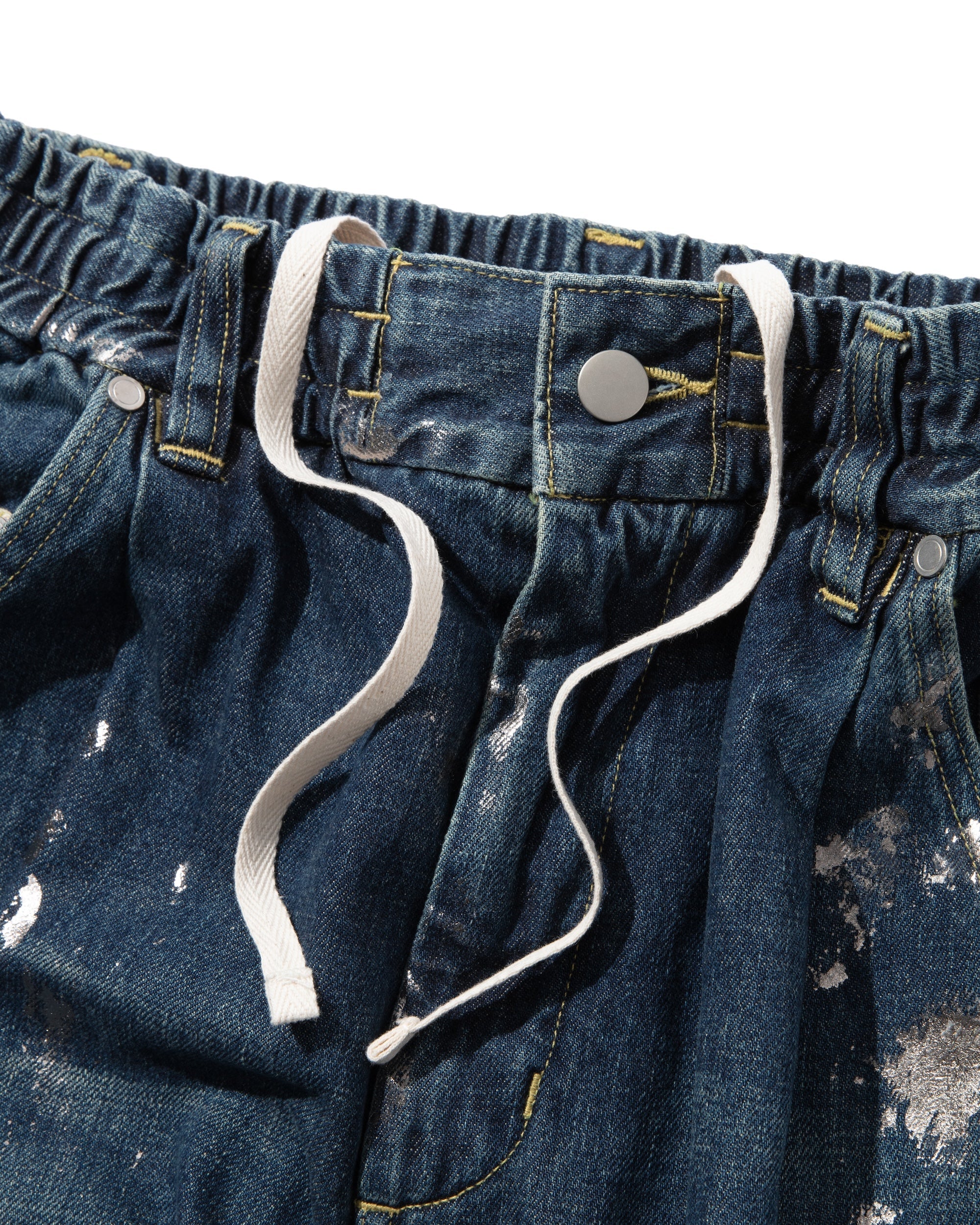 CLESSTE 24FW SILVER PRINT VINTAGE WASH SELVEDGE DENIM WIDE PANTS