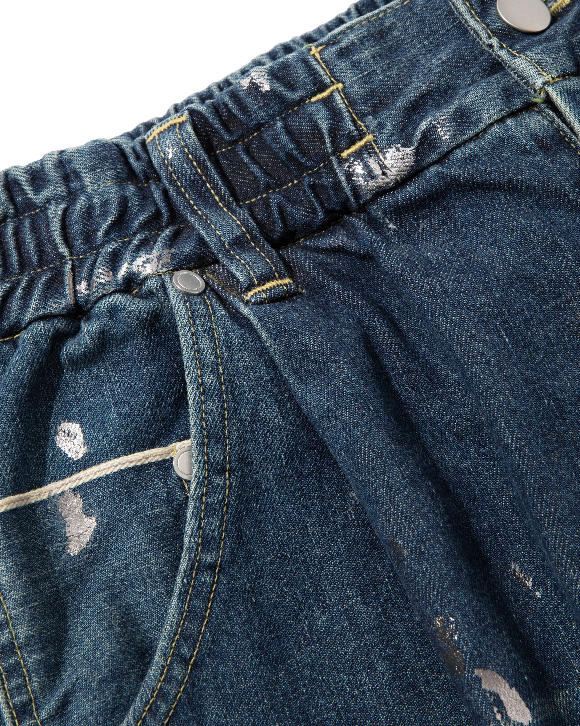 CLESSTE 24FW SILVER PRINT VINTAGE WASH SELVEDGE DENIM WIDE PANTS