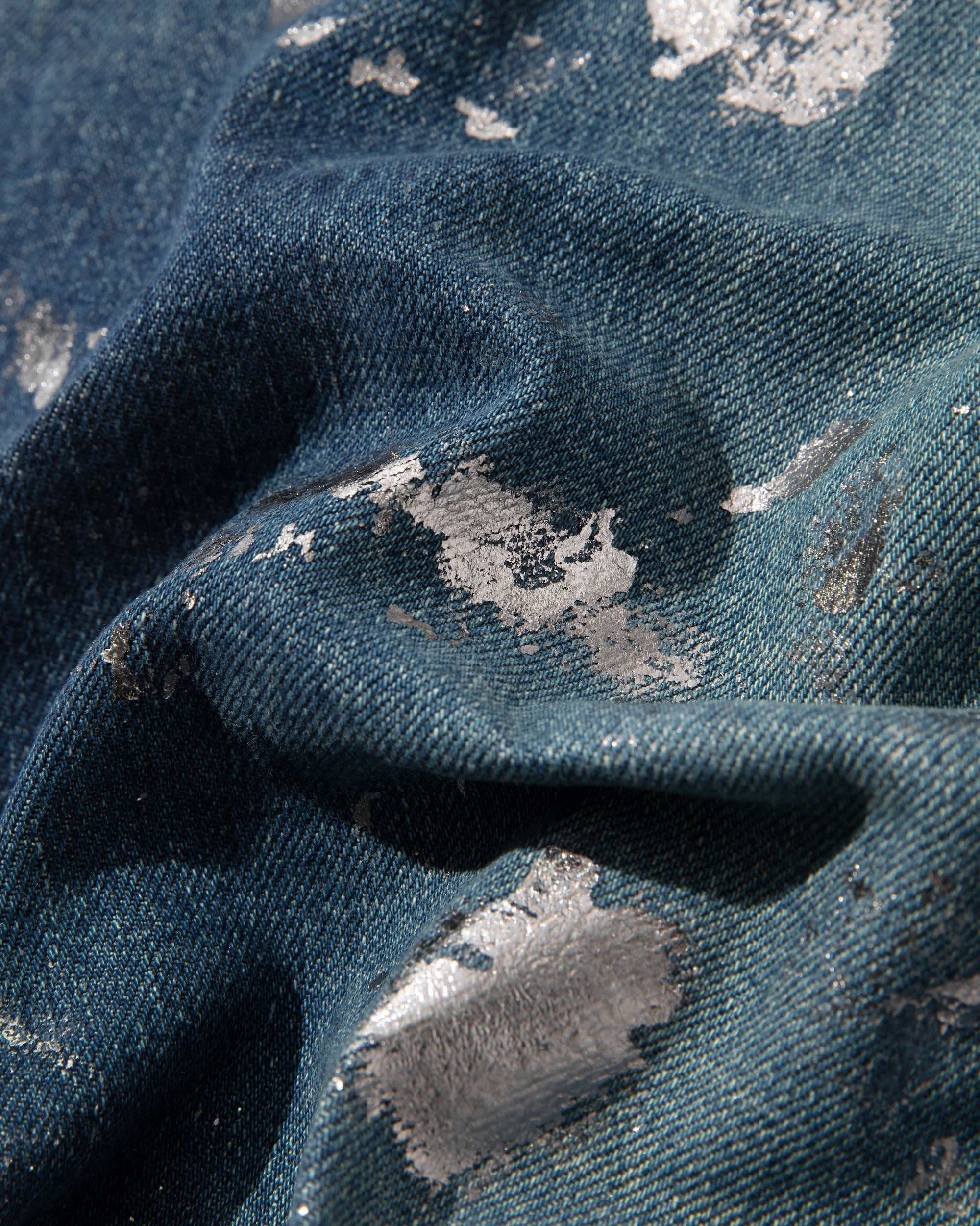 CLESSTE 24FW SILVER PRINT VINTAGE WASH SELVEDGE DENIM WIDE PANTS