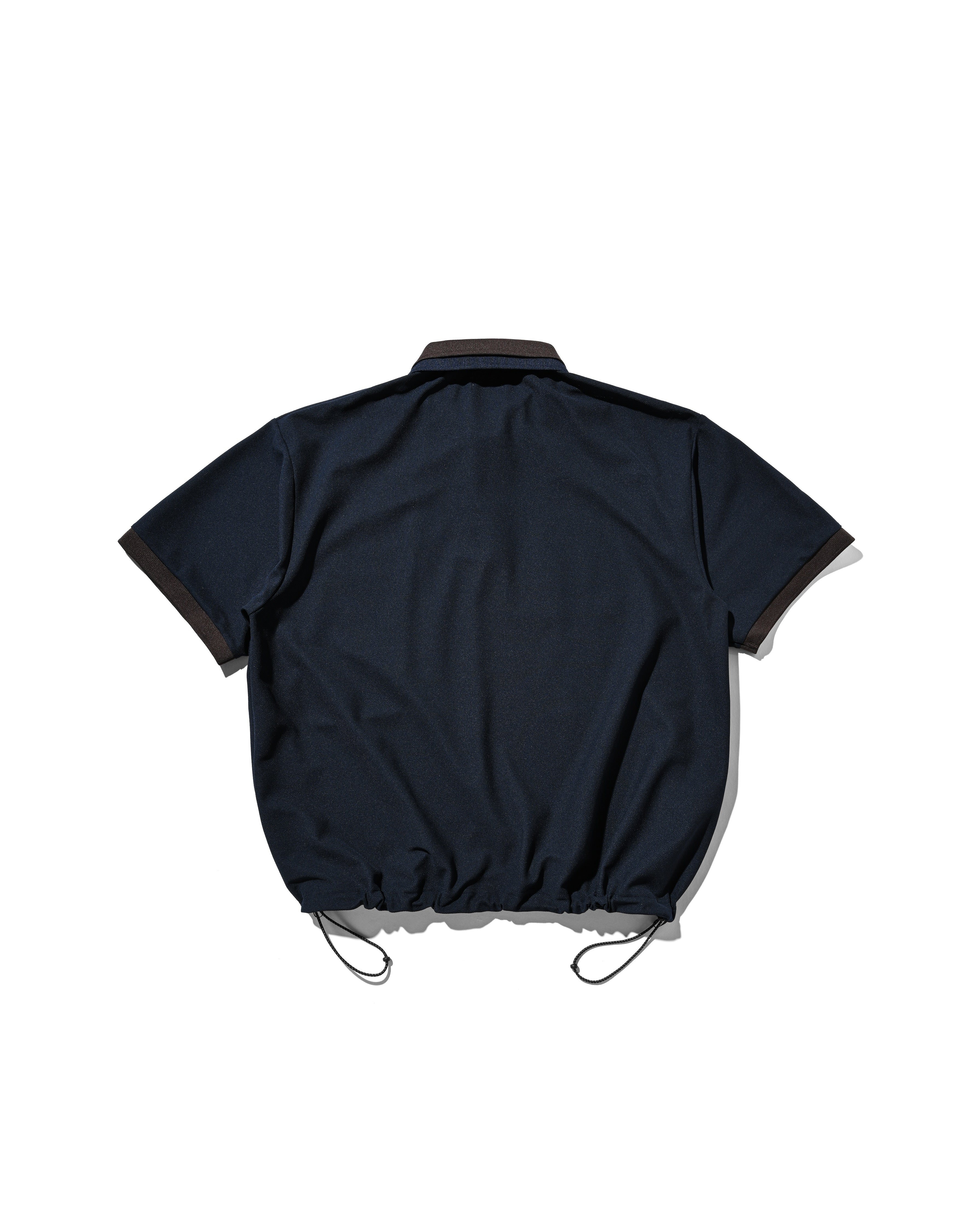 CLESSTE ACTIVE CITY S/S DOUBLE COLLAR POLO SHIRT NAVY×BROWN