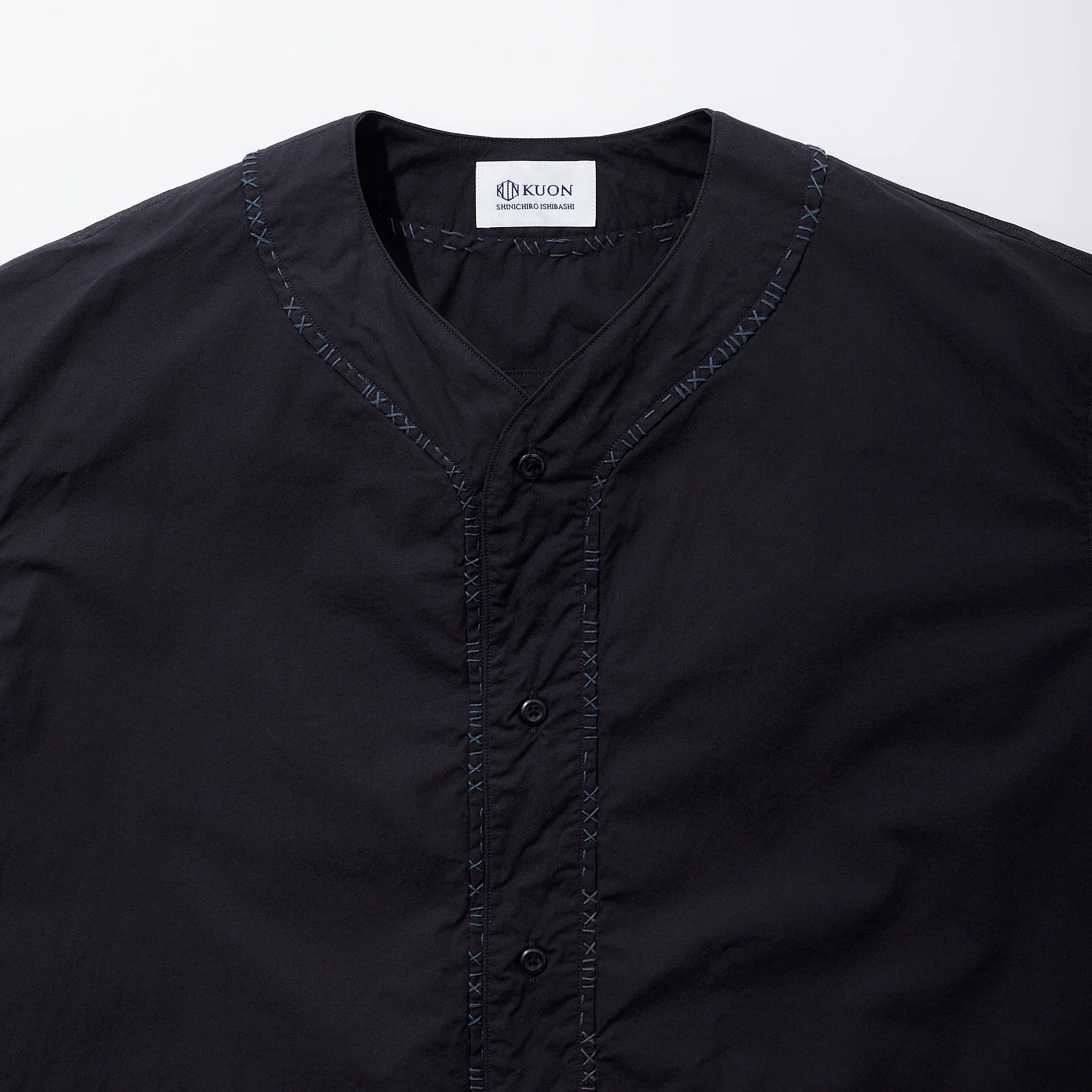 KUON 25SS Sashiko Trimmed Koikuchi Shirt