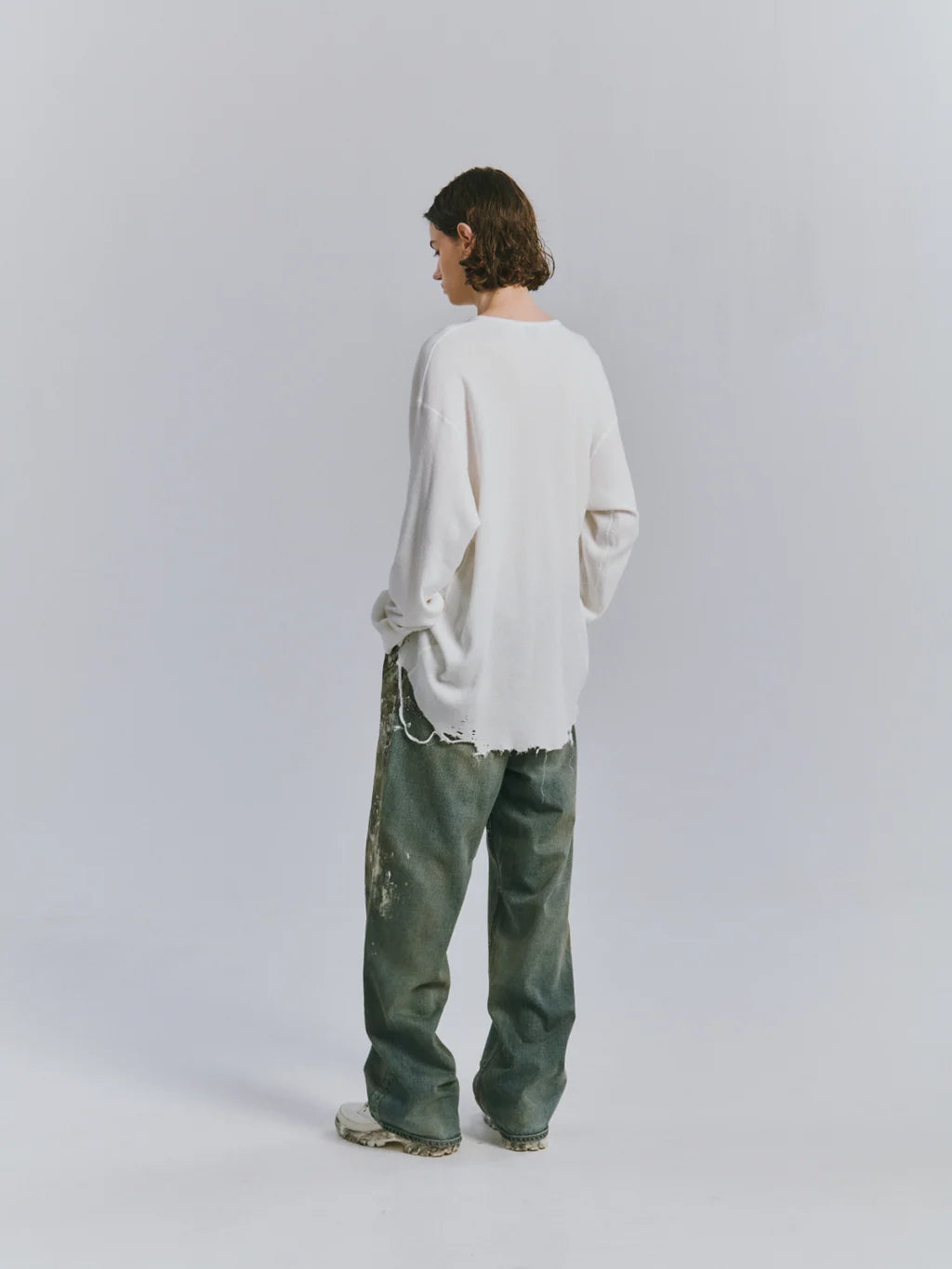 ANCELLM 26AW DAMAGE WAFFLE CREW LS