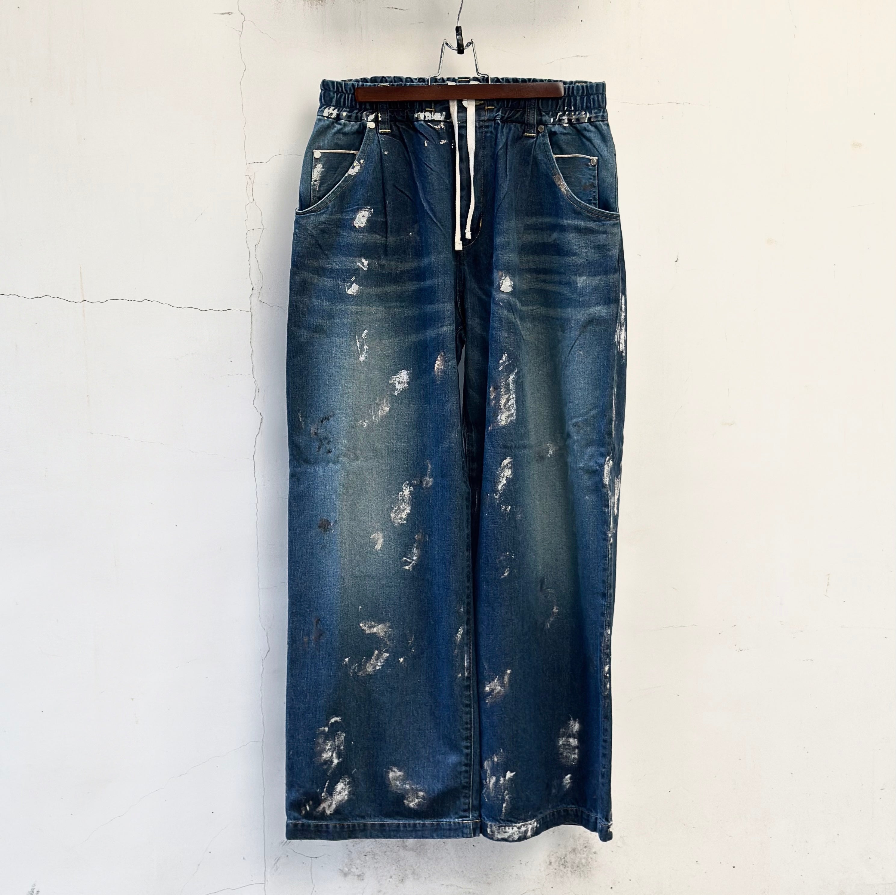 CLESSTE 24FW SILVER PRINT VINTAGE WASH SELVEDGE DENIM WIDE PANTS
