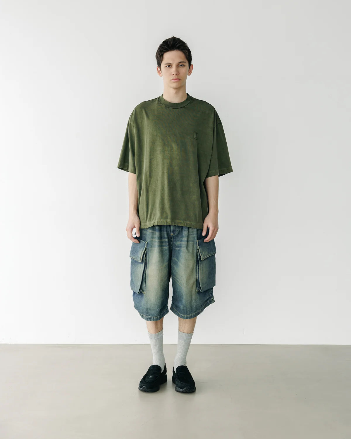 CLESSTE VINTAGE WASH SELVEDGE DENIM CITY MILITARY HALF PANTS