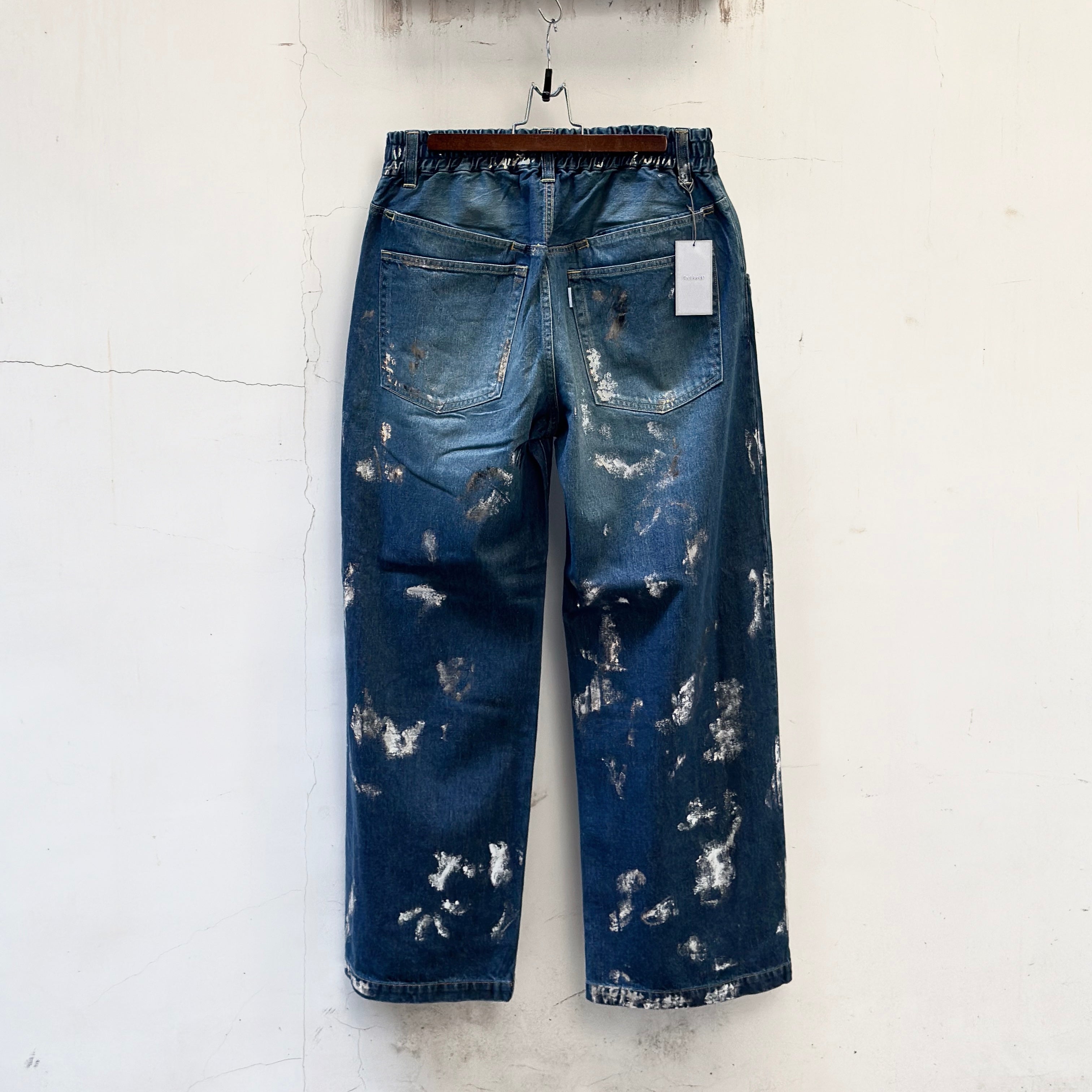 CLESSTE 24FW SILVER PRINT VINTAGE WASH SELVEDGE DENIM WIDE PANTS