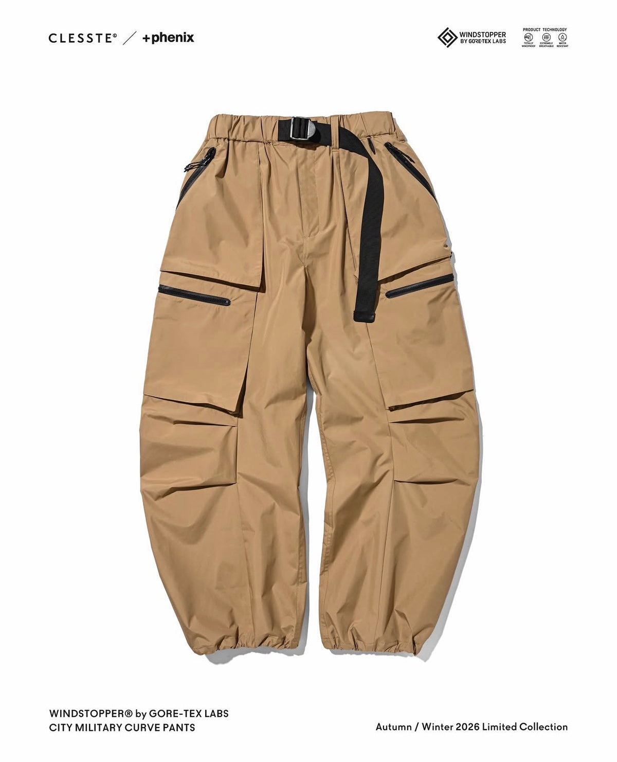 CLESSTE +phenix WINDSTOPPER® by GORE-TEX LABS TWILL CITY MILITARY CURVE PANTS