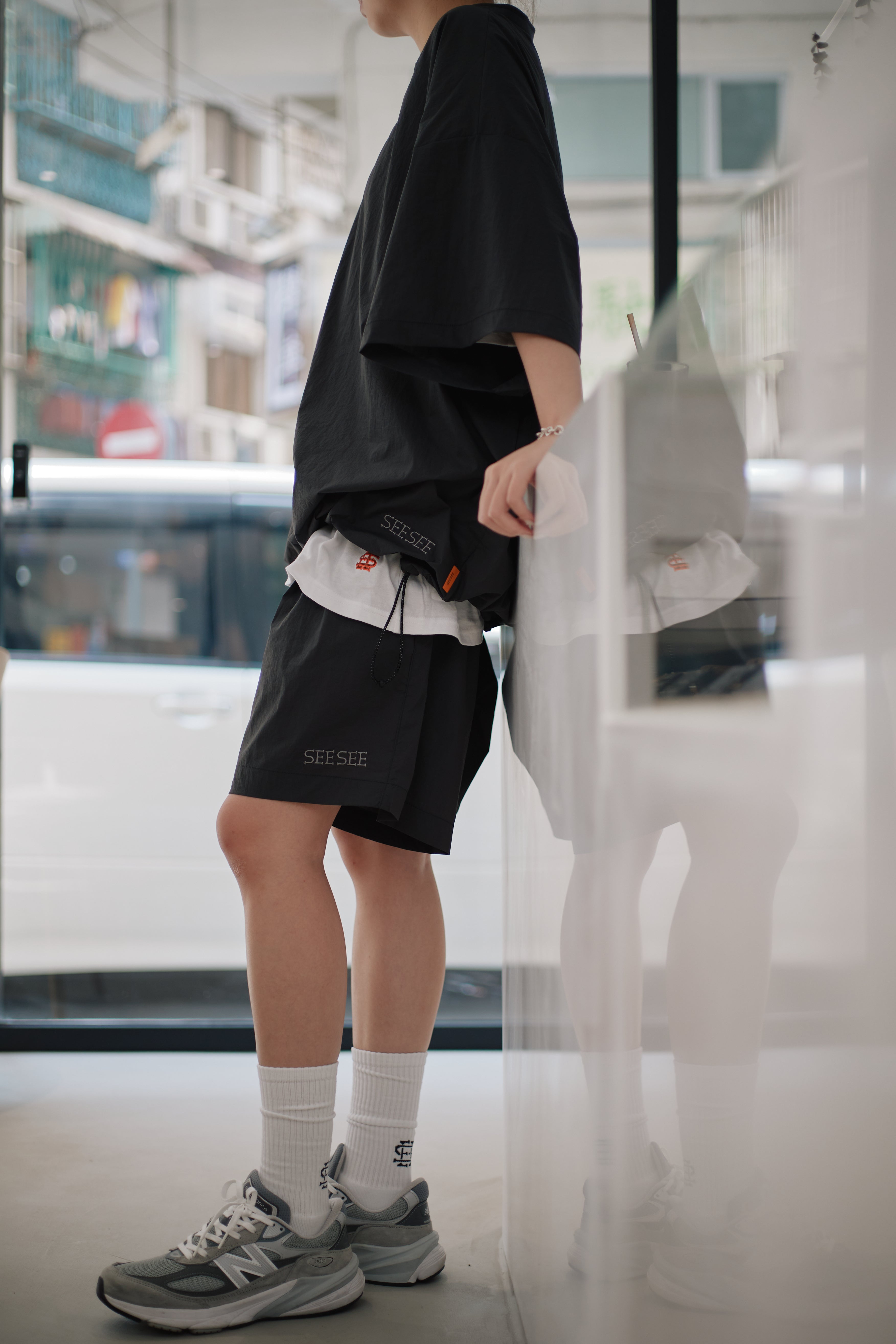 SEE SEE NYLON SPORTY BAGGY SHORTS