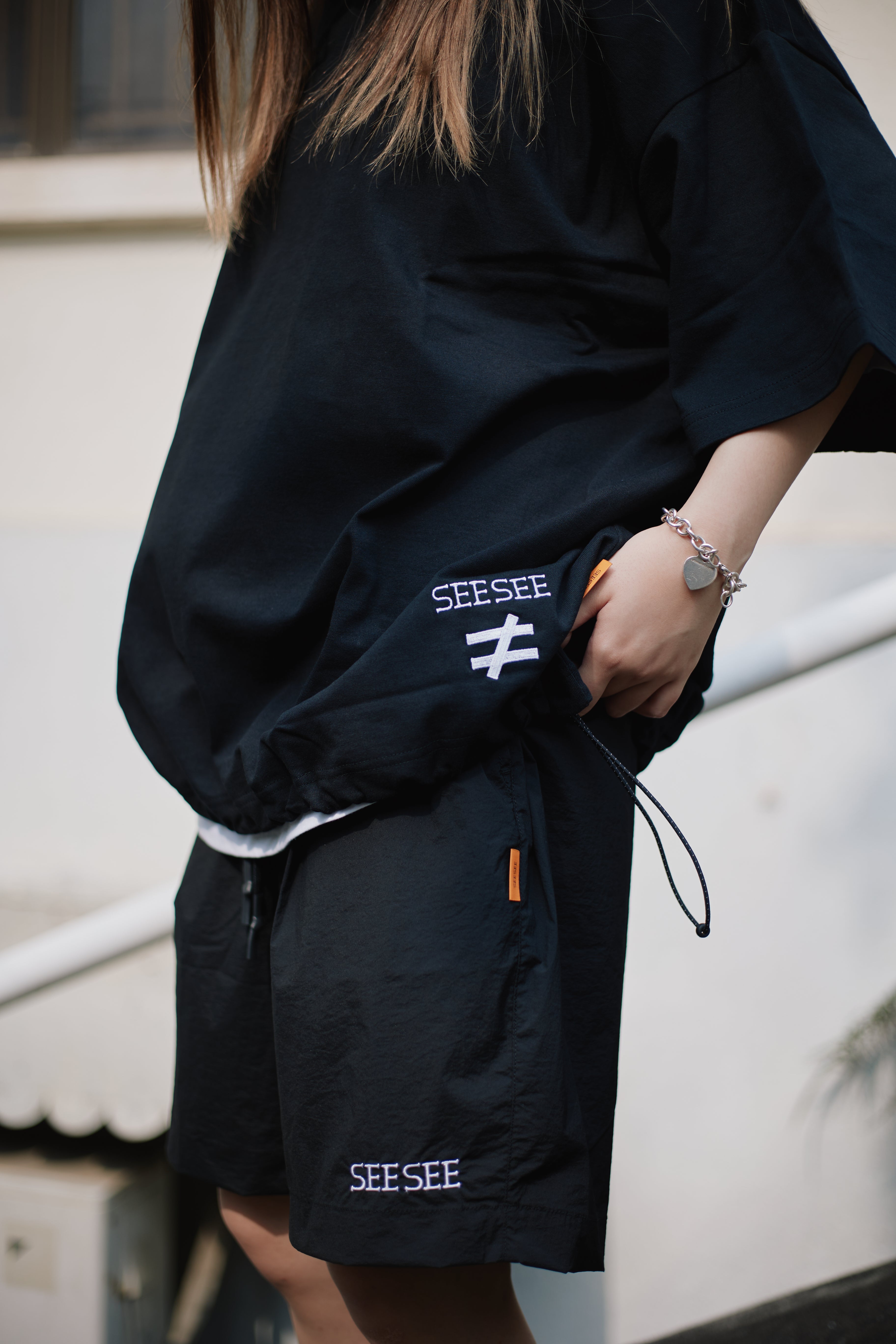 SEE SEE NYLON SPORTY BAGGY SHORTS