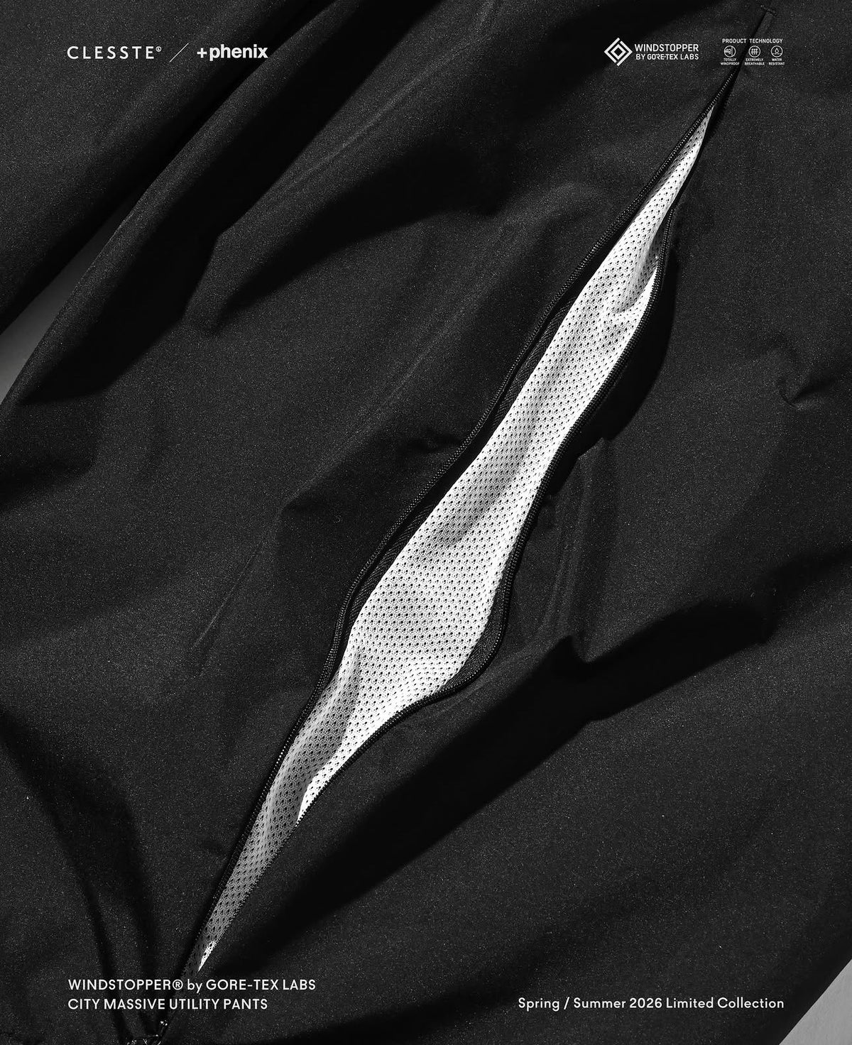 CLESSTE +phenix WINDSTOPPER® by GORE-TEX LABS TWILL CITY MASSIVE UTILITY PANTS