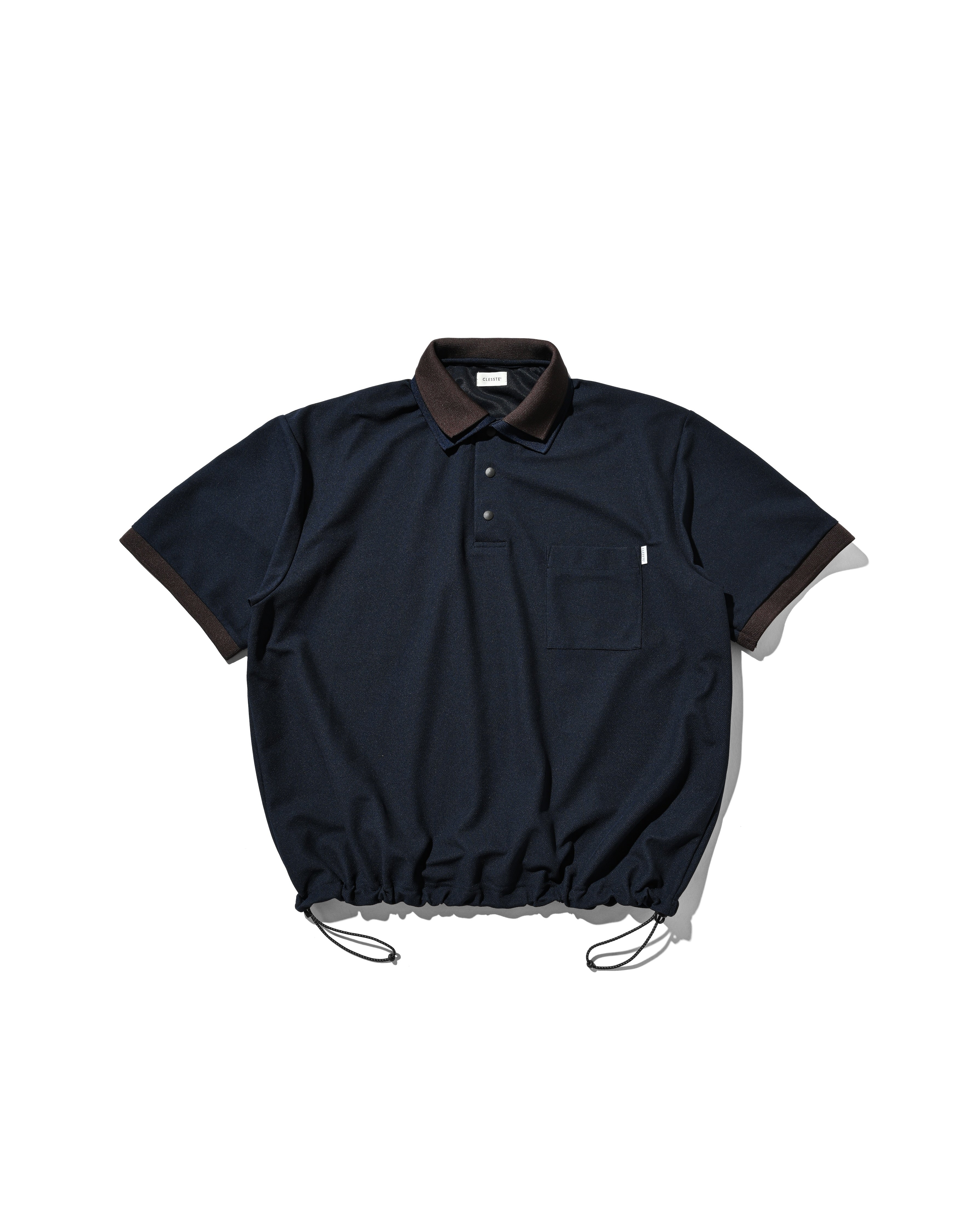 CLESSTE ACTIVE CITY S/S DOUBLE COLLAR POLO SHIRT NAVY×BROWN
