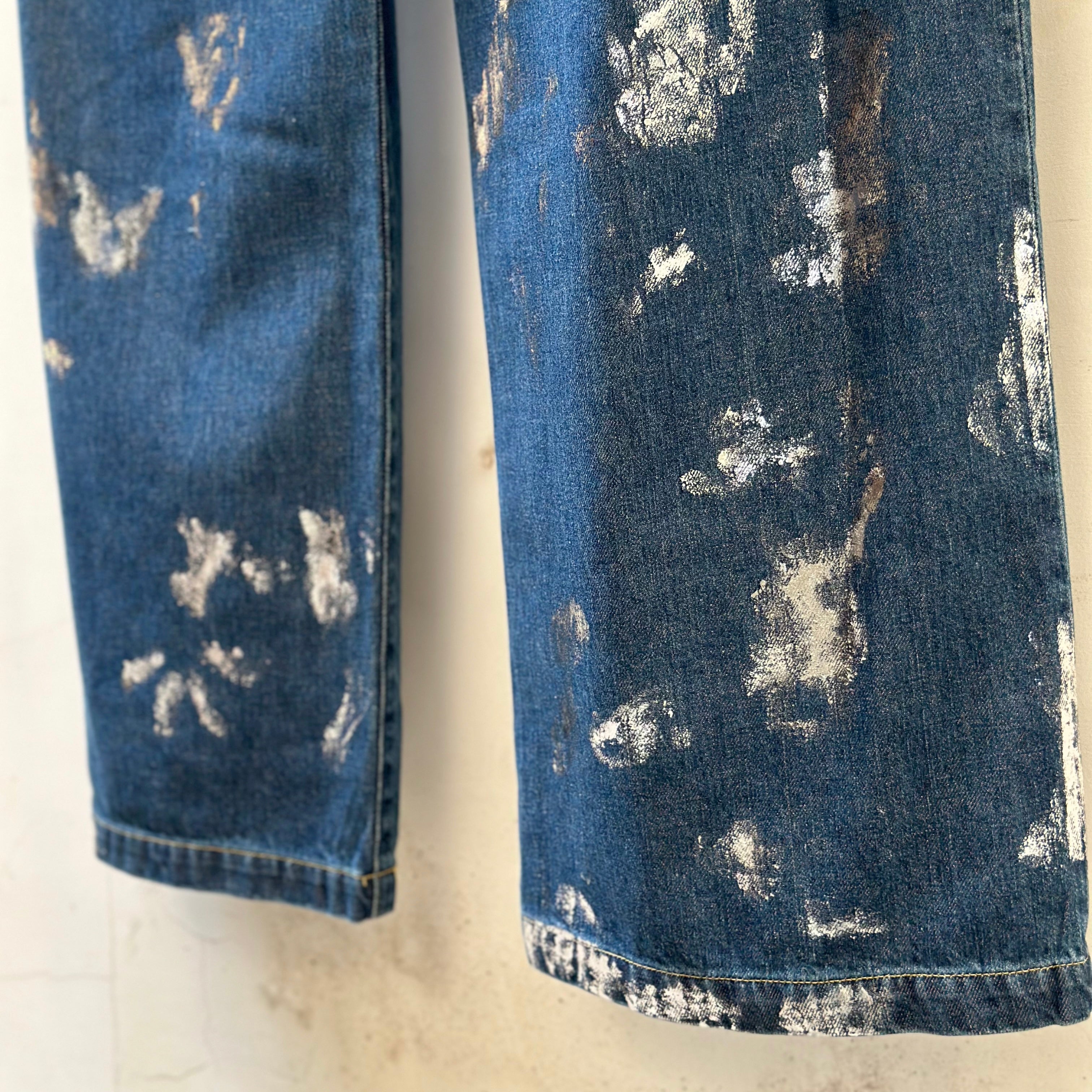 CLESSTE 24FW SILVER PRINT VINTAGE WASH SELVEDGE DENIM WIDE PANTS