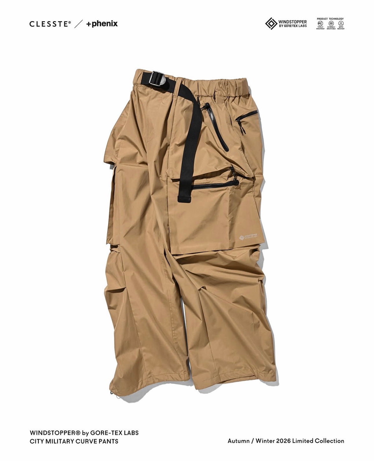 CLESSTE +phenix WINDSTOPPER® by GORE-TEX LABS TWILL CITY MILITARY CURVE PANTS