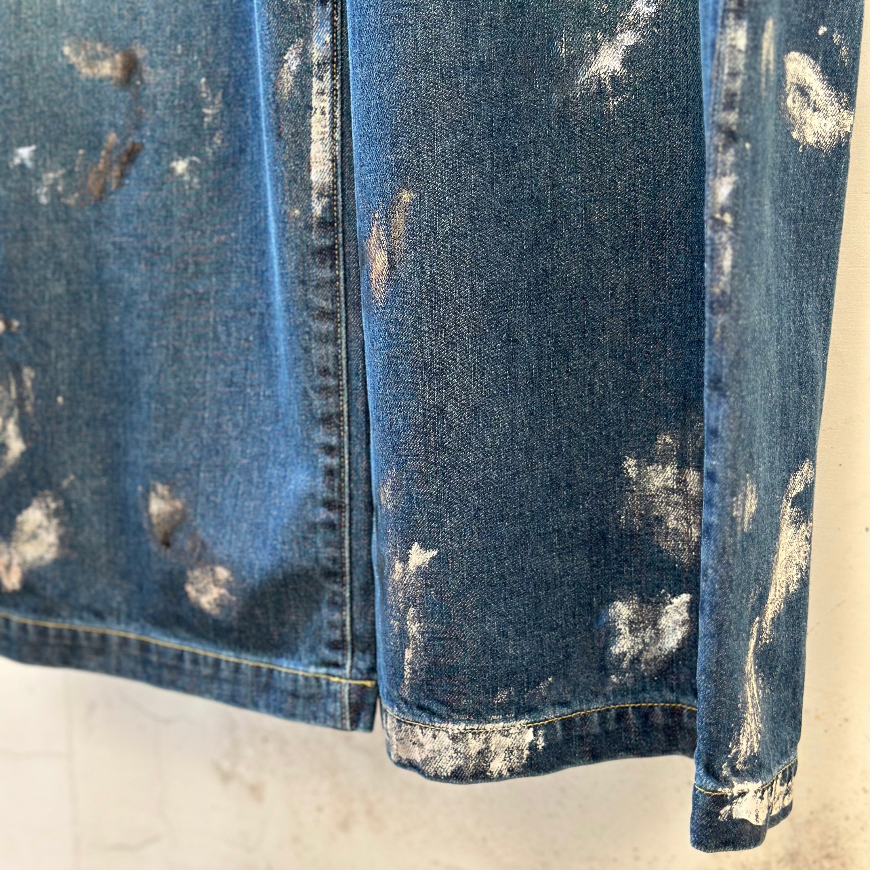 CLESSTE 24FW SILVER PRINT VINTAGE WASH SELVEDGE DENIM WIDE PANTS