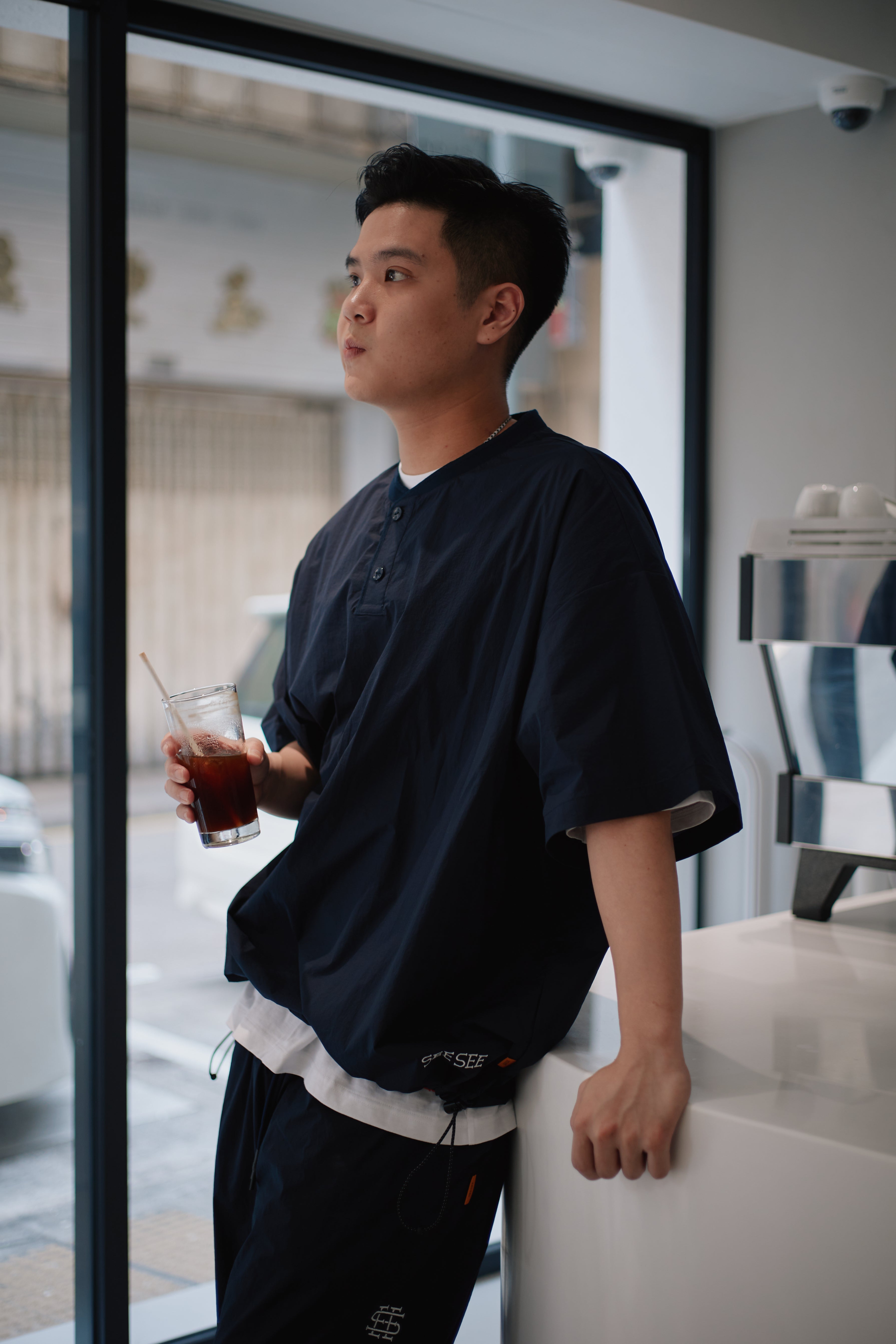 SEE SEE BIG NYLON HENLEY DRAWSTRINGS SS