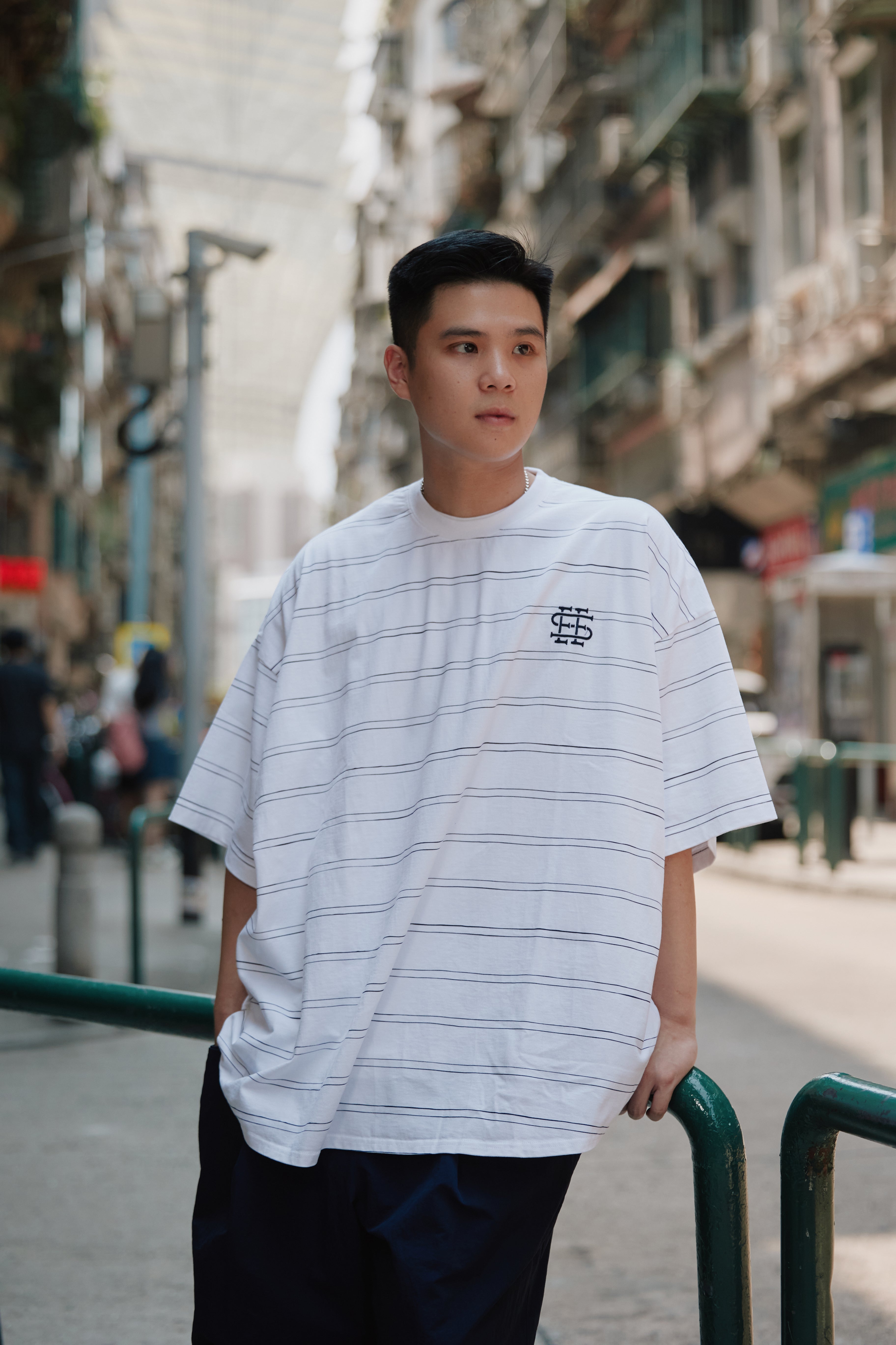 SEE SEE SUPER BIG ROUND SS DOUBLE STRIPE TEE