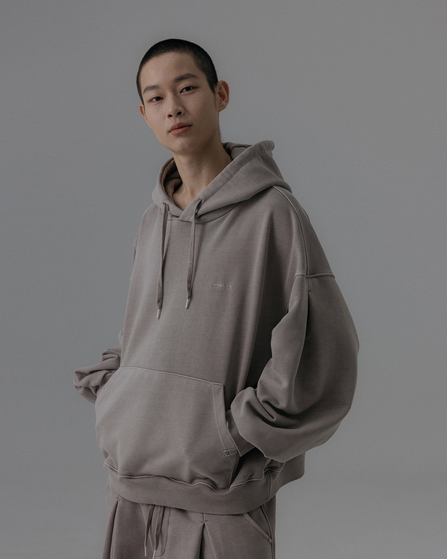 ANGLAN VALLEY TUCK SWEAT BALLOON HOODIE - WASHED