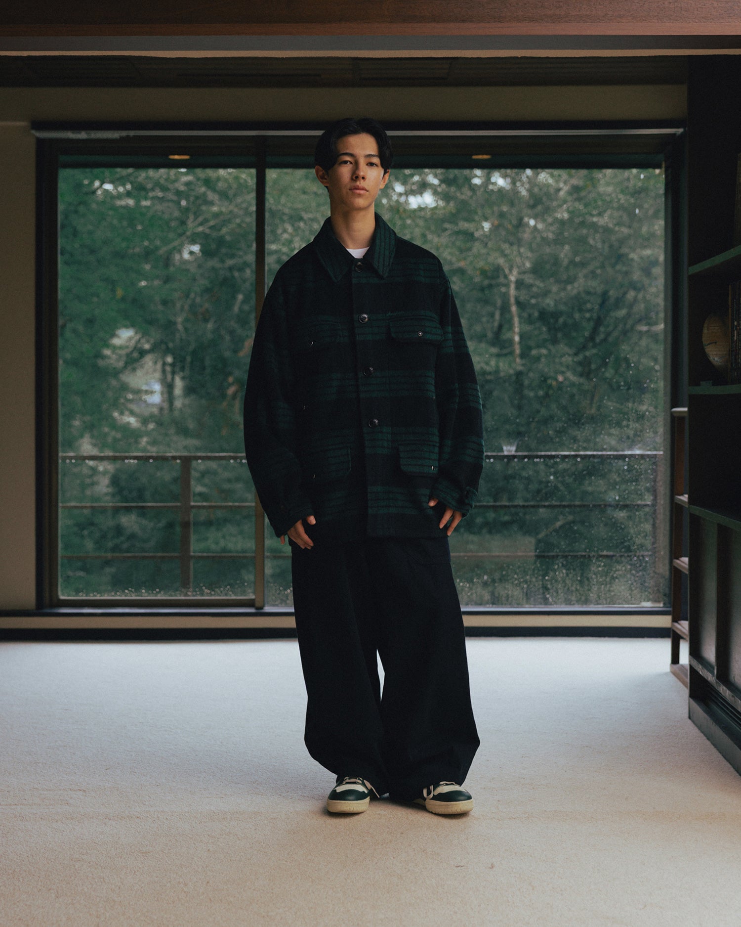 ANGLAN HERRINGBONE FATIGUE BALLOON PANTS