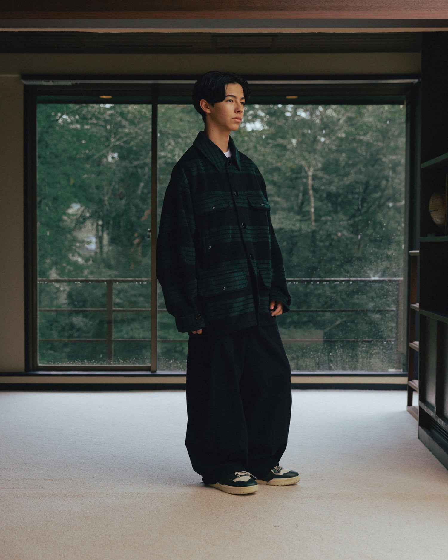 ANGLAN HERRINGBONE FATIGUE BALLOON PANTS