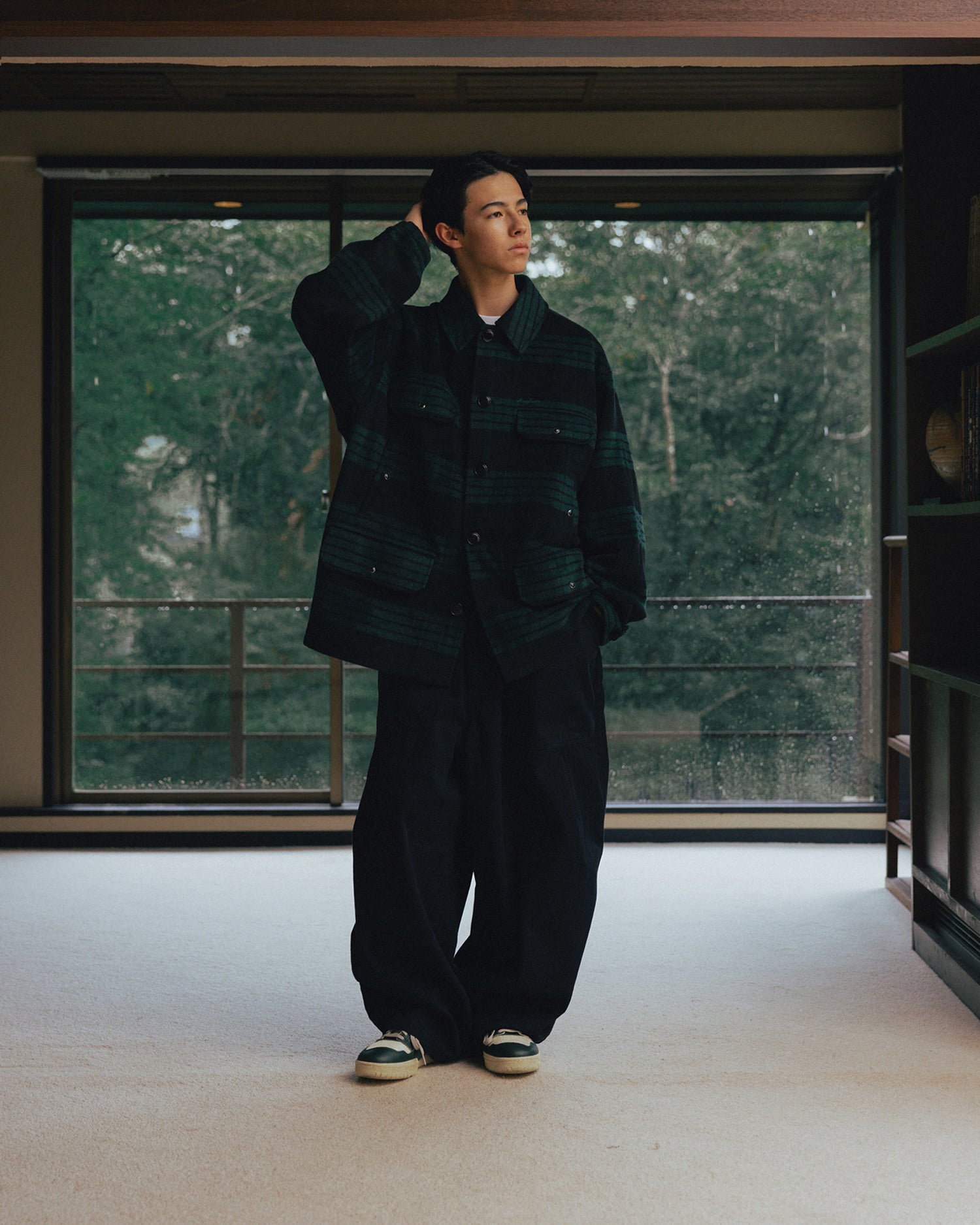 ANGLAN HERRINGBONE FATIGUE BALLOON PANTS