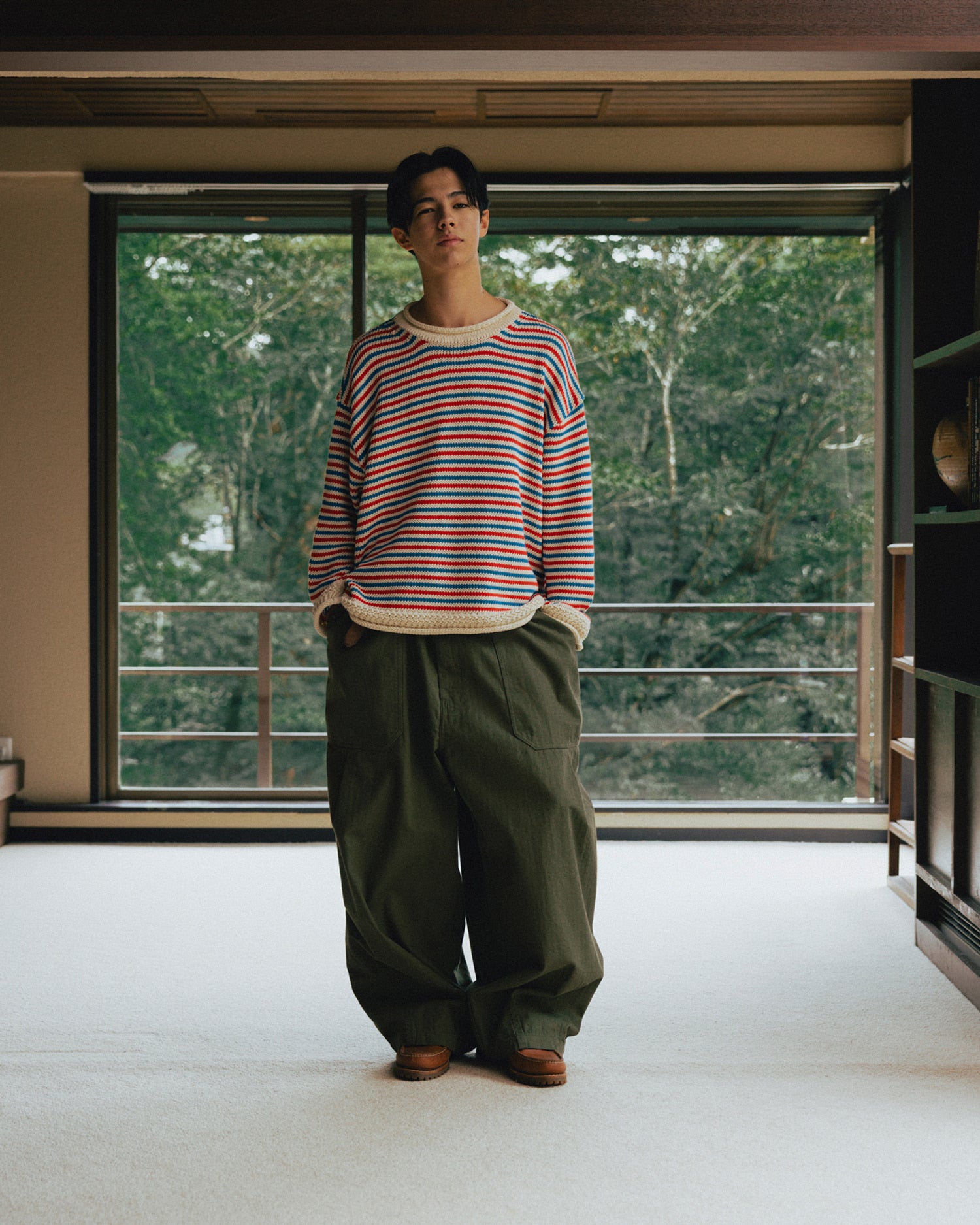 ANGLAN HERRINGBONE FATIGUE BALLOON PANTS