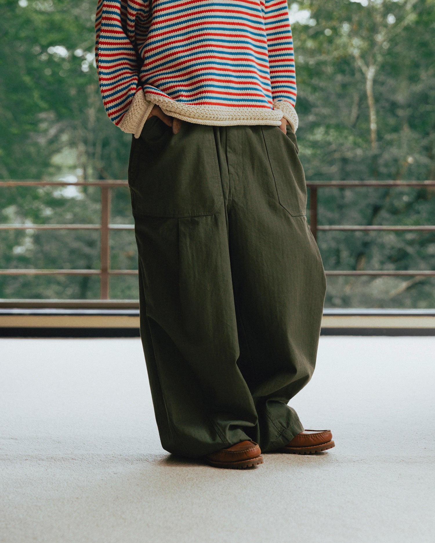 ANGLAN HERRINGBONE FATIGUE BALLOON PANTS