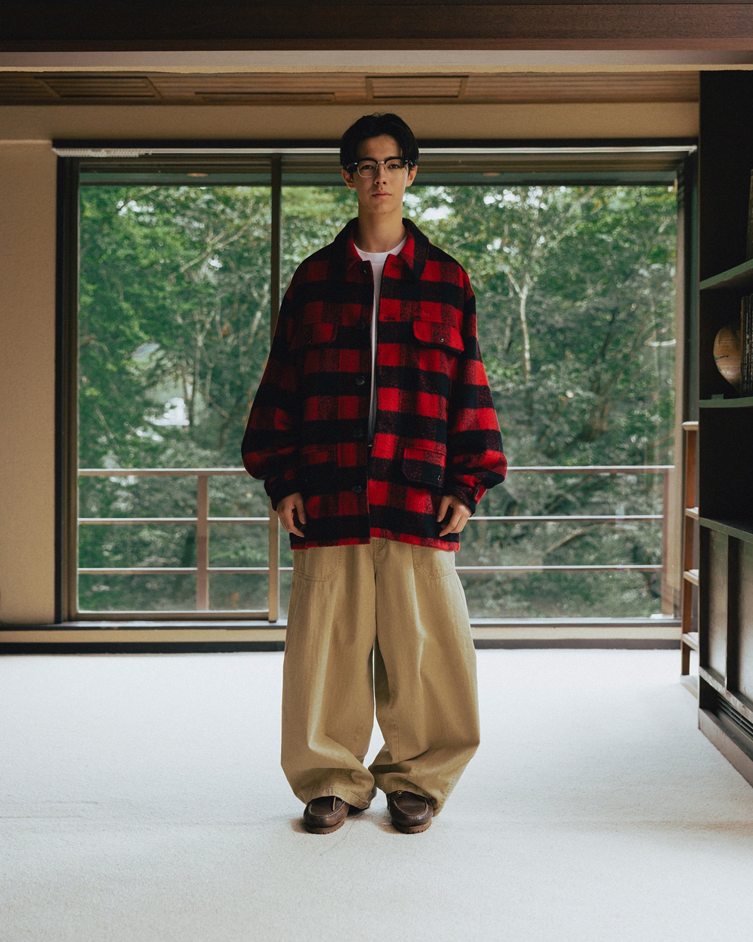 ANGLAN HERRINGBONE FATIGUE BALLOON PANTS