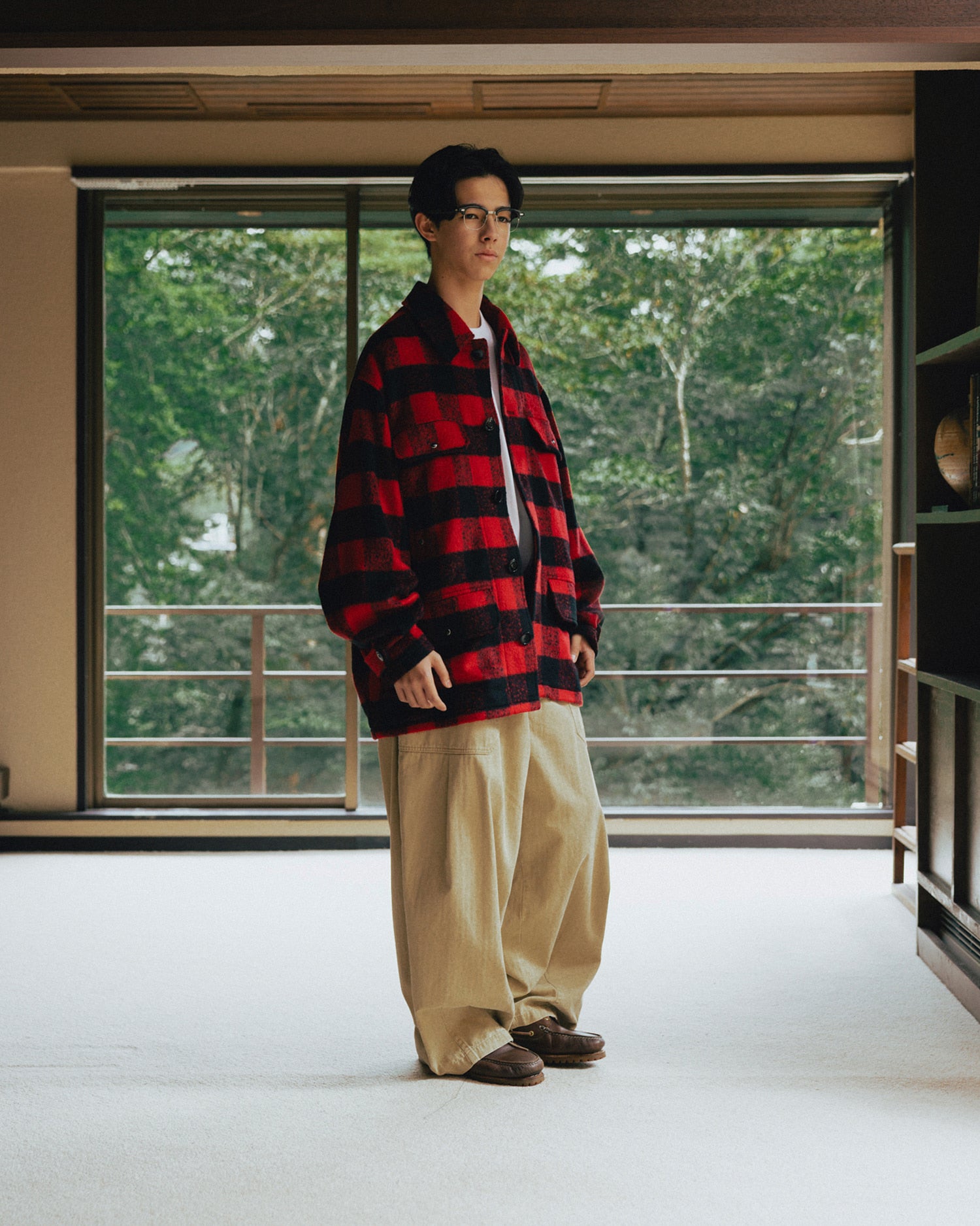 ANGLAN HERRINGBONE FATIGUE BALLOON PANTS