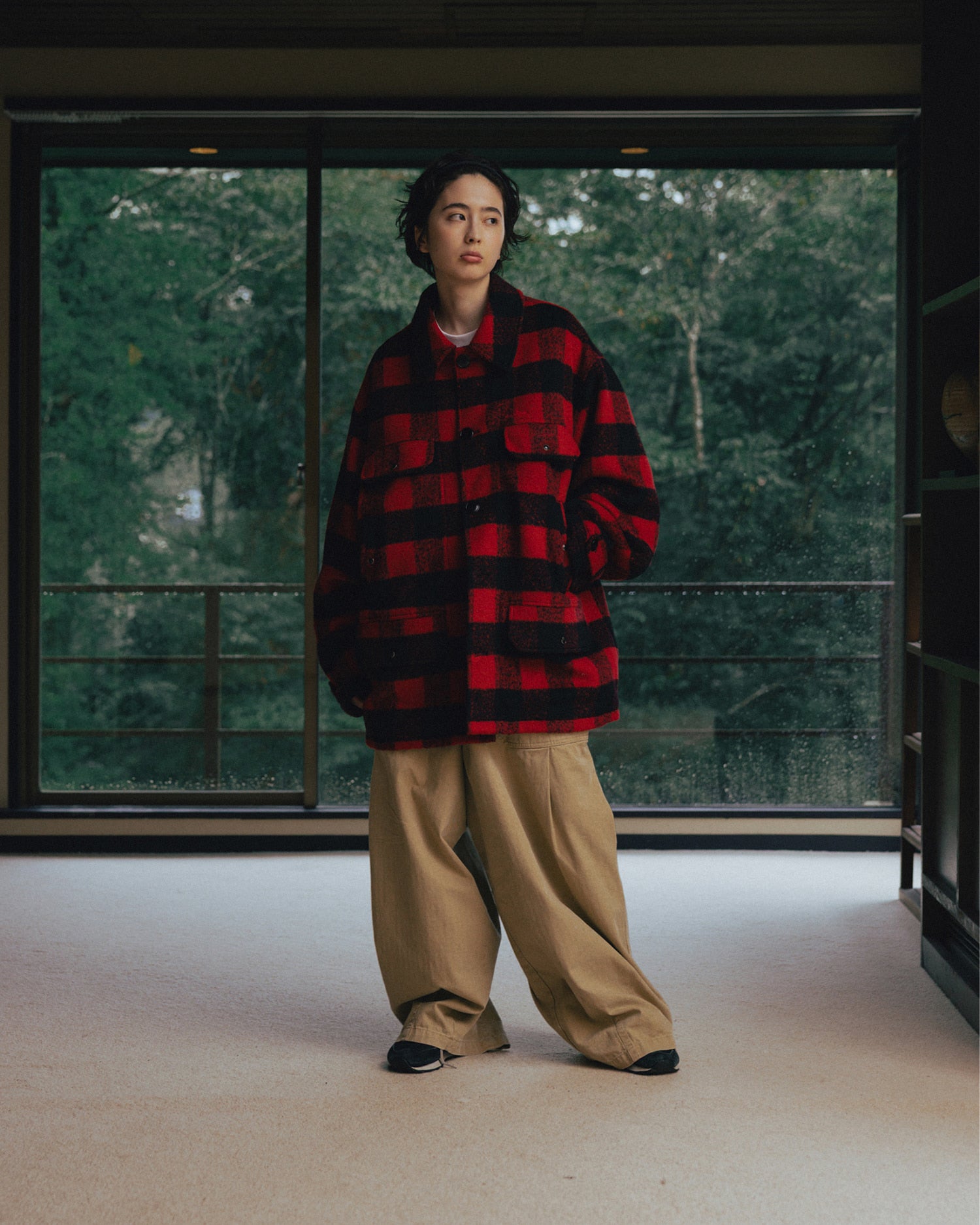 ANGLAN HERRINGBONE FATIGUE BALLOON PANTS
