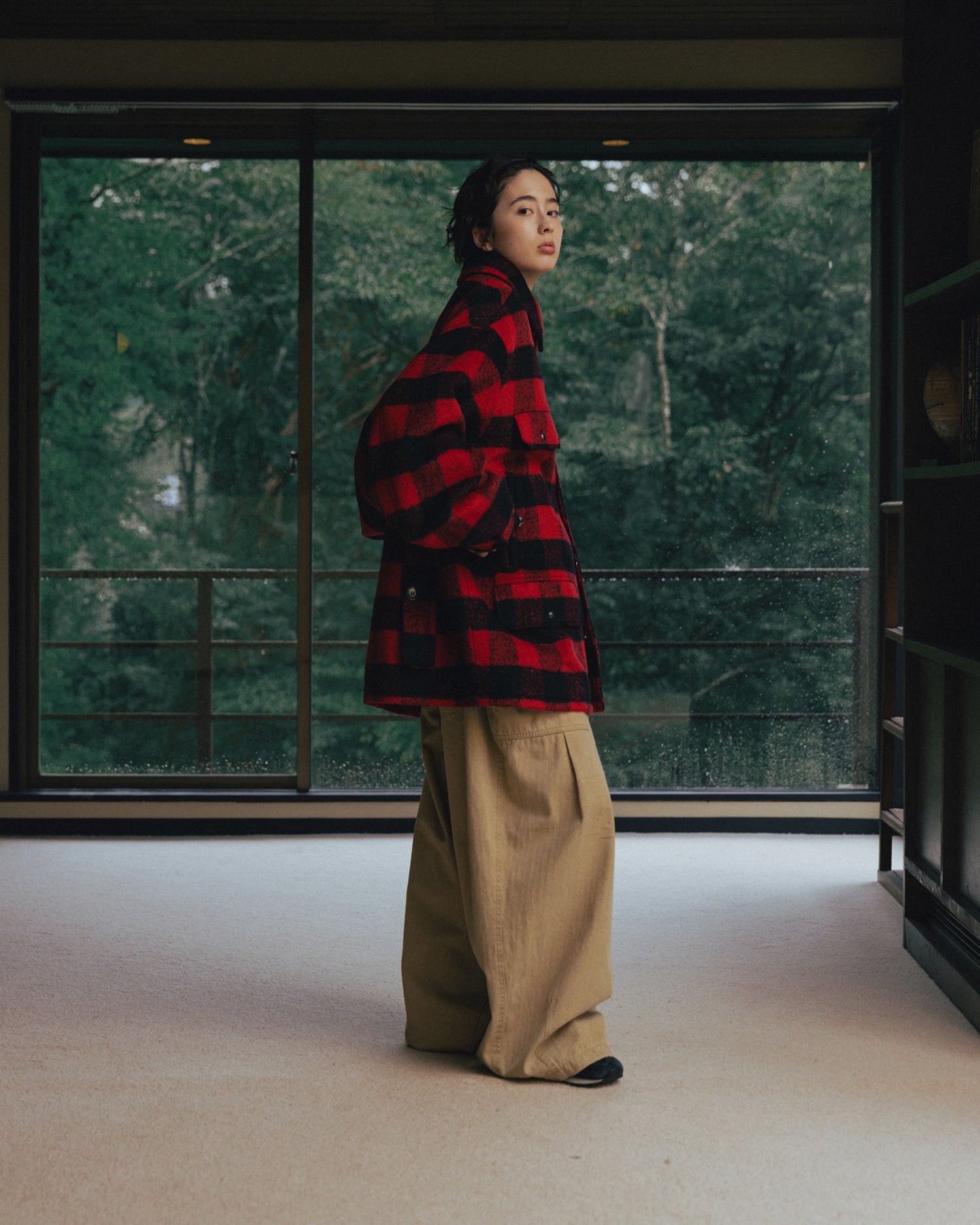 ANGLAN HERRINGBONE FATIGUE BALLOON PANTS