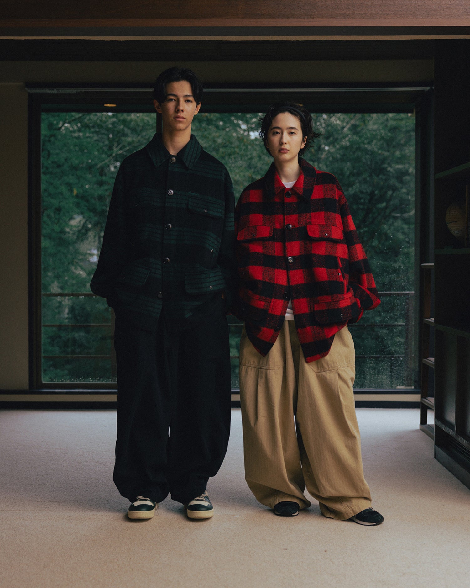 ANGLAN HERRINGBONE FATIGUE BALLOON PANTS