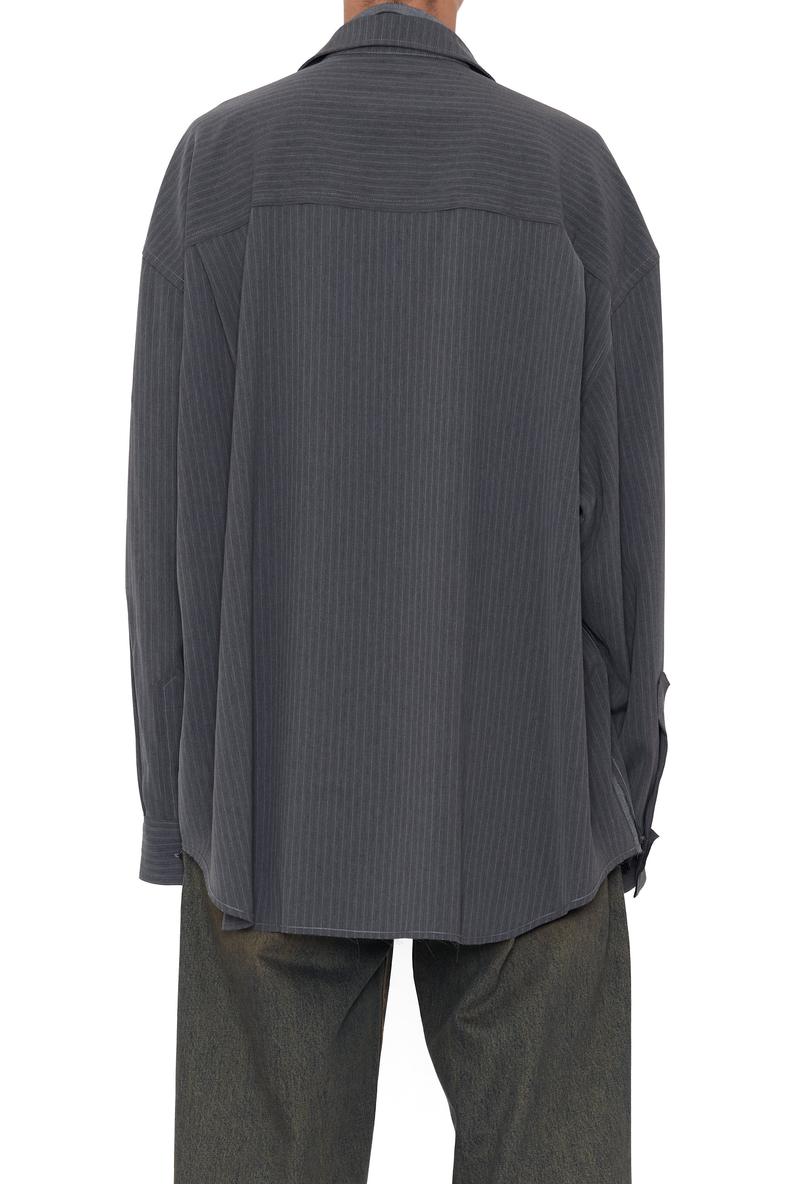 CODA 26SS GREY WOOL POLY 2IN1 DOUBLE LAYERED REVERSIBLE HYBRID SHIRT