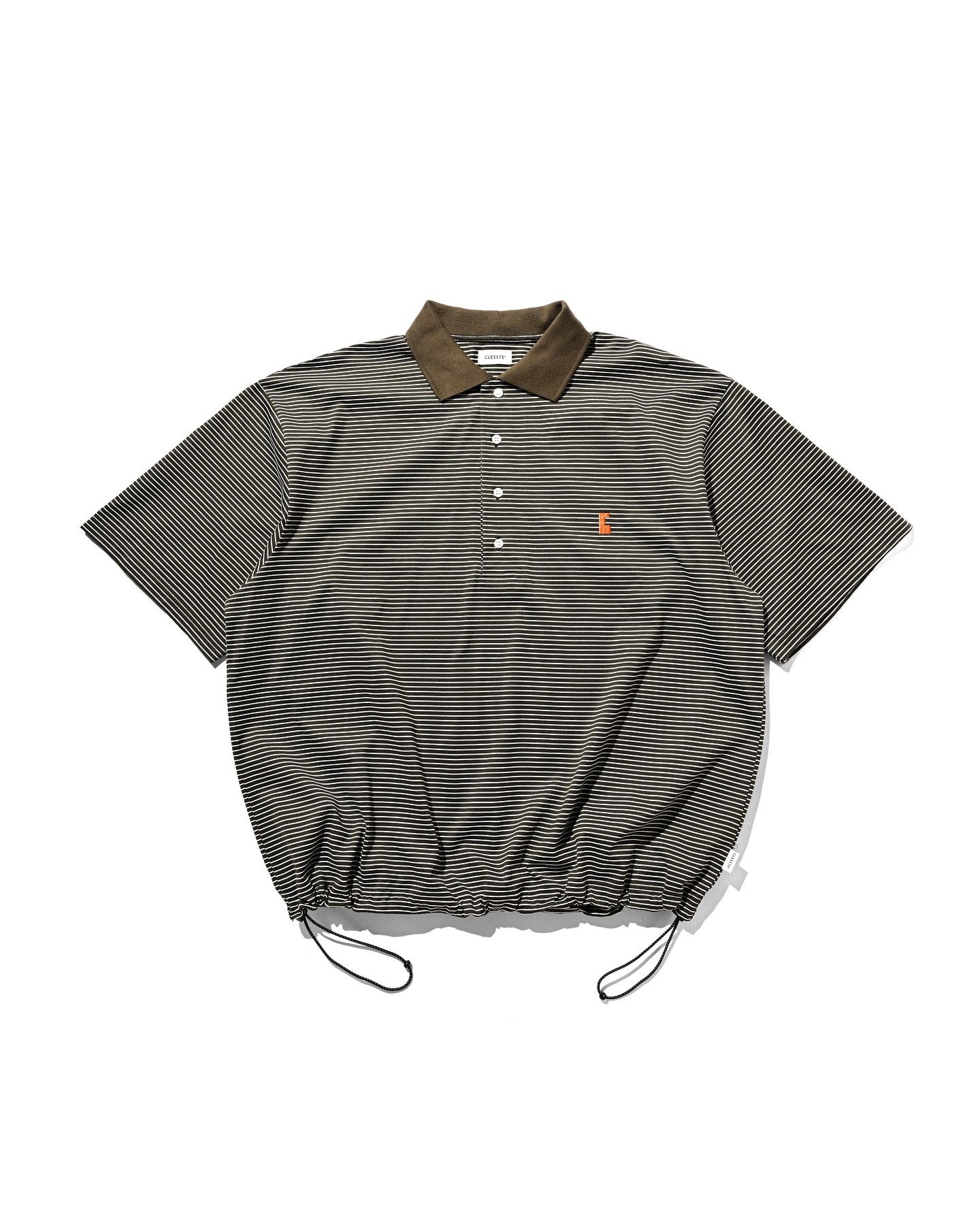 CLESSTE EMBROIDERY LOGO STRIPED S/S POLO WITH DRAWSTRINGS