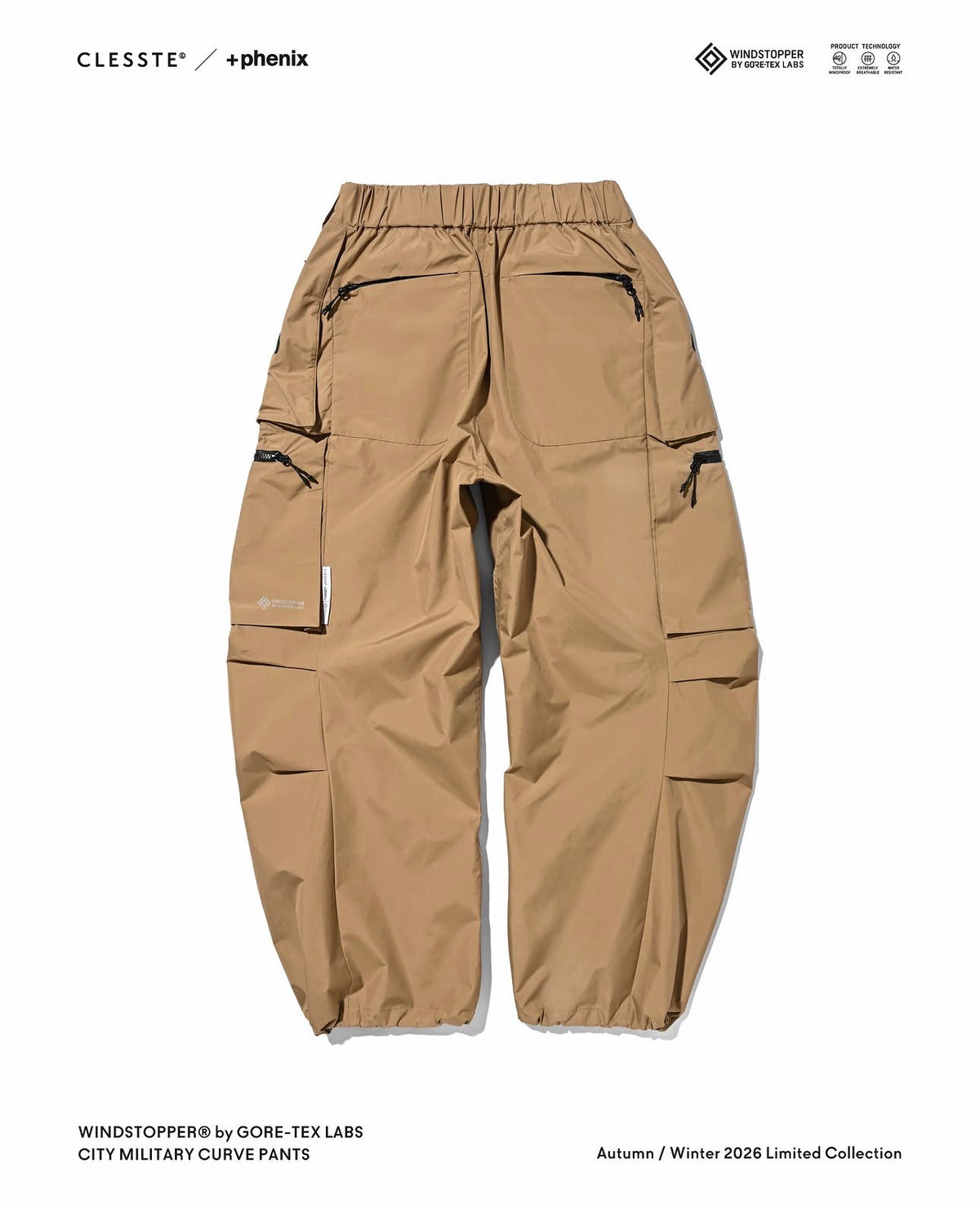 CLESSTE +phenix WINDSTOPPER® by GORE-TEX LABS TWILL CITY MILITARY CURVE PANTS