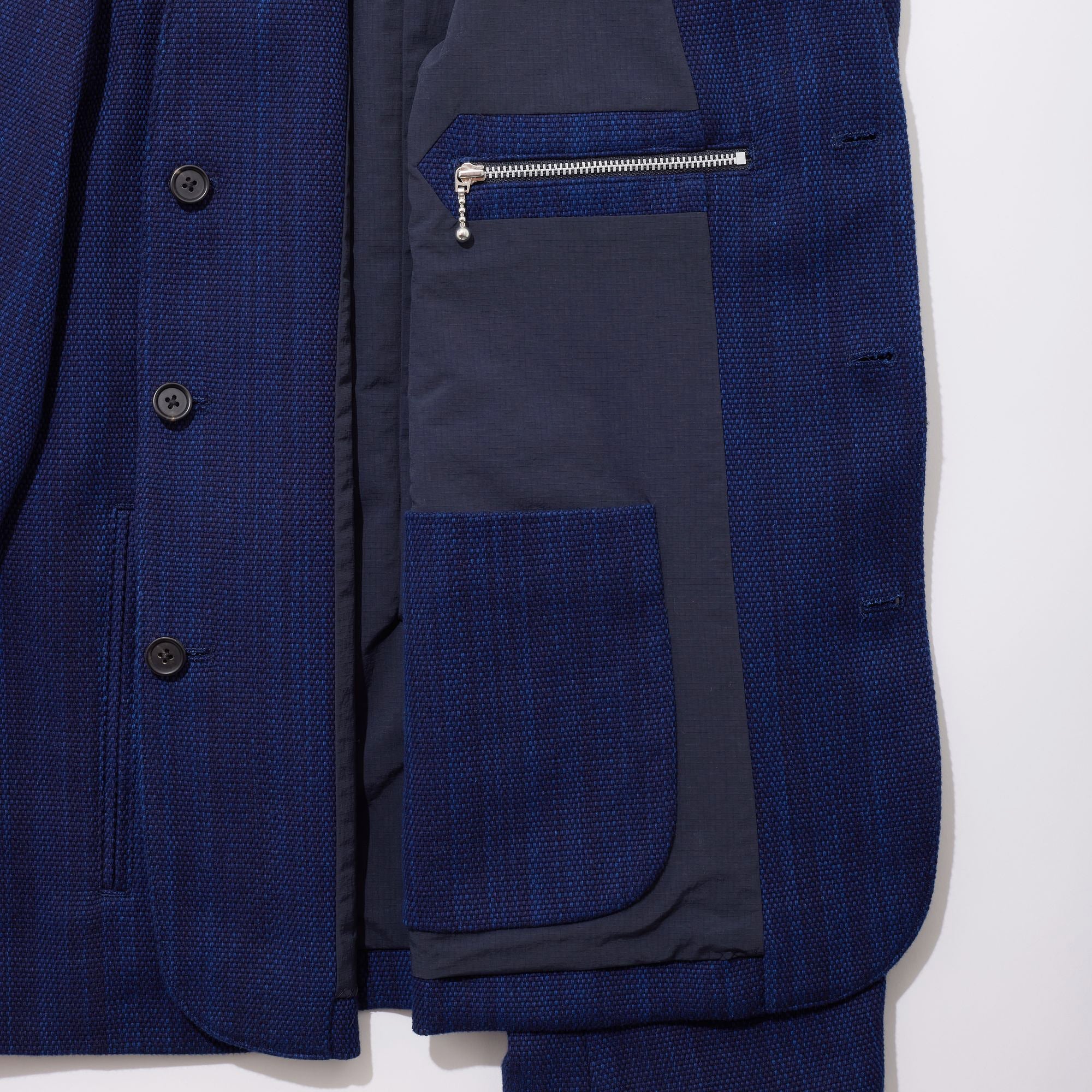 KUON Aizome Sashiko Kimono Collar Blazer