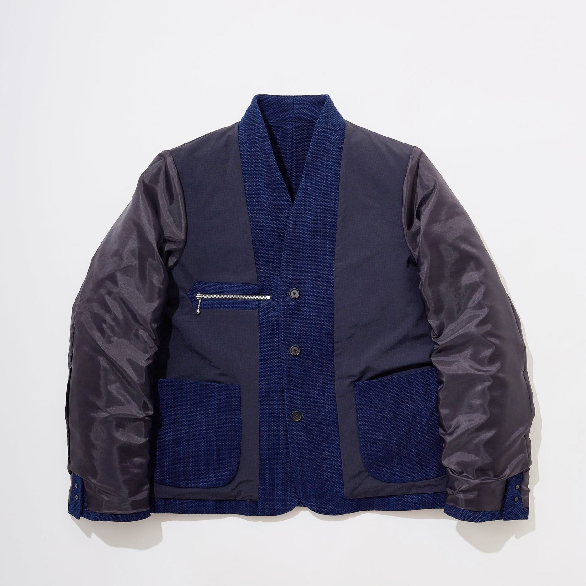 KUON Aizome Sashiko Kimono Collar Blazer