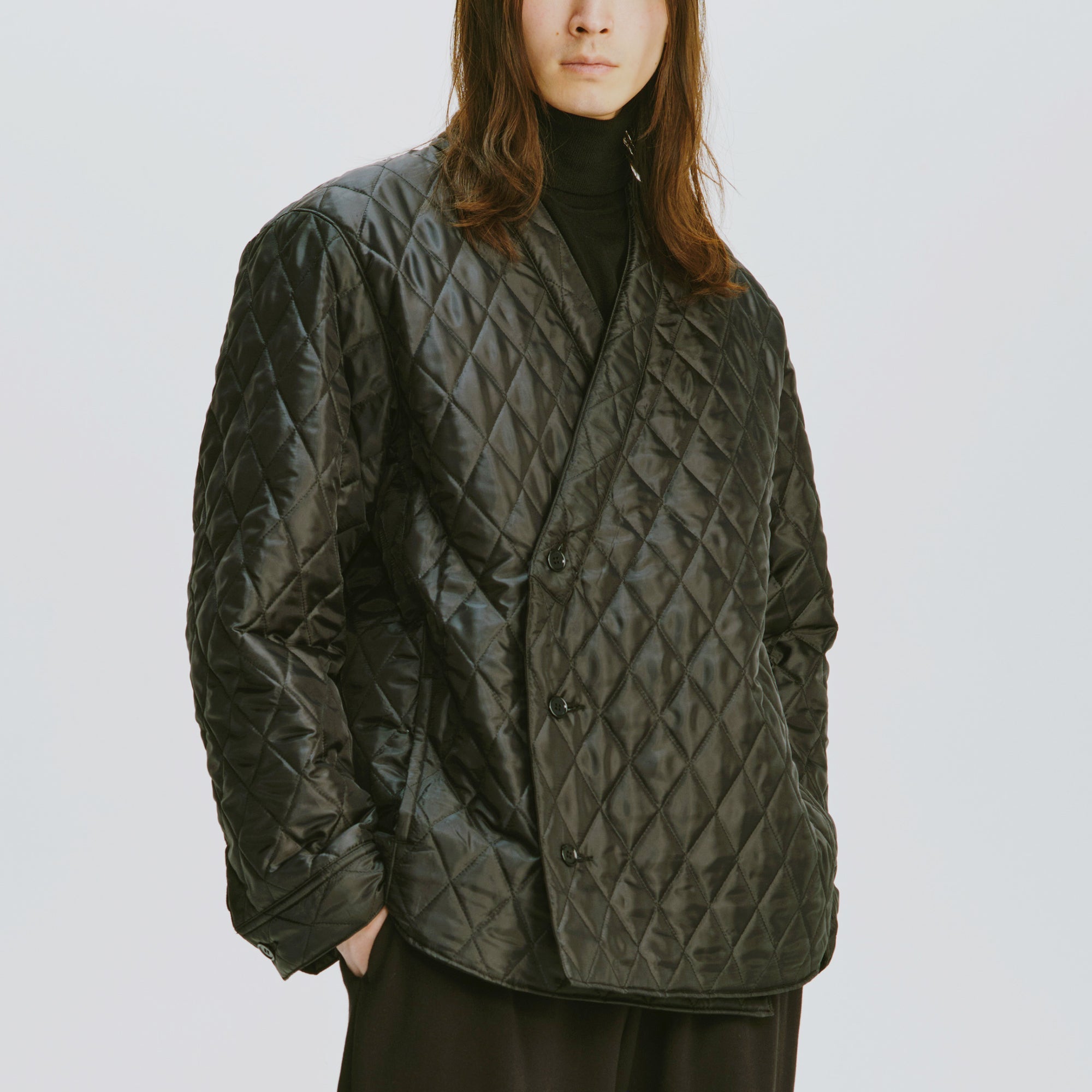 KUON Kimono Collar Quilted Shirket