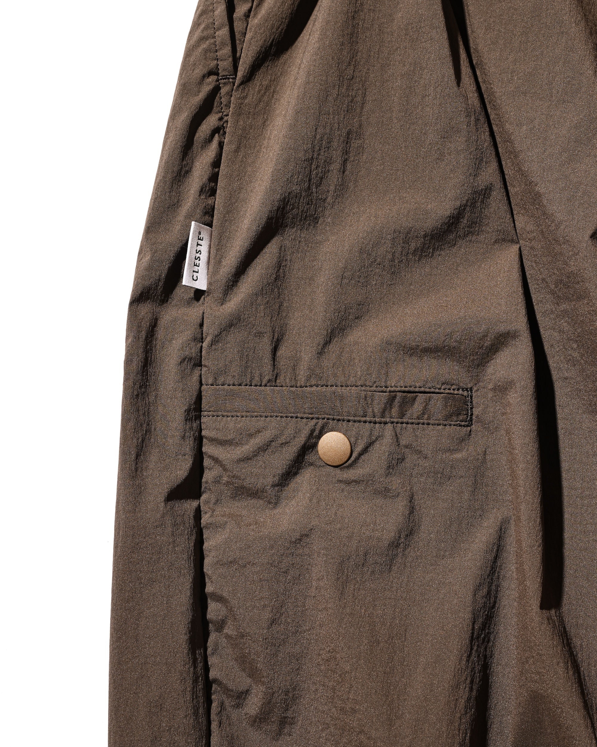 CLESSTE CRISPY NYLON CITY UNIFORM WIDE TAPERED PANTS