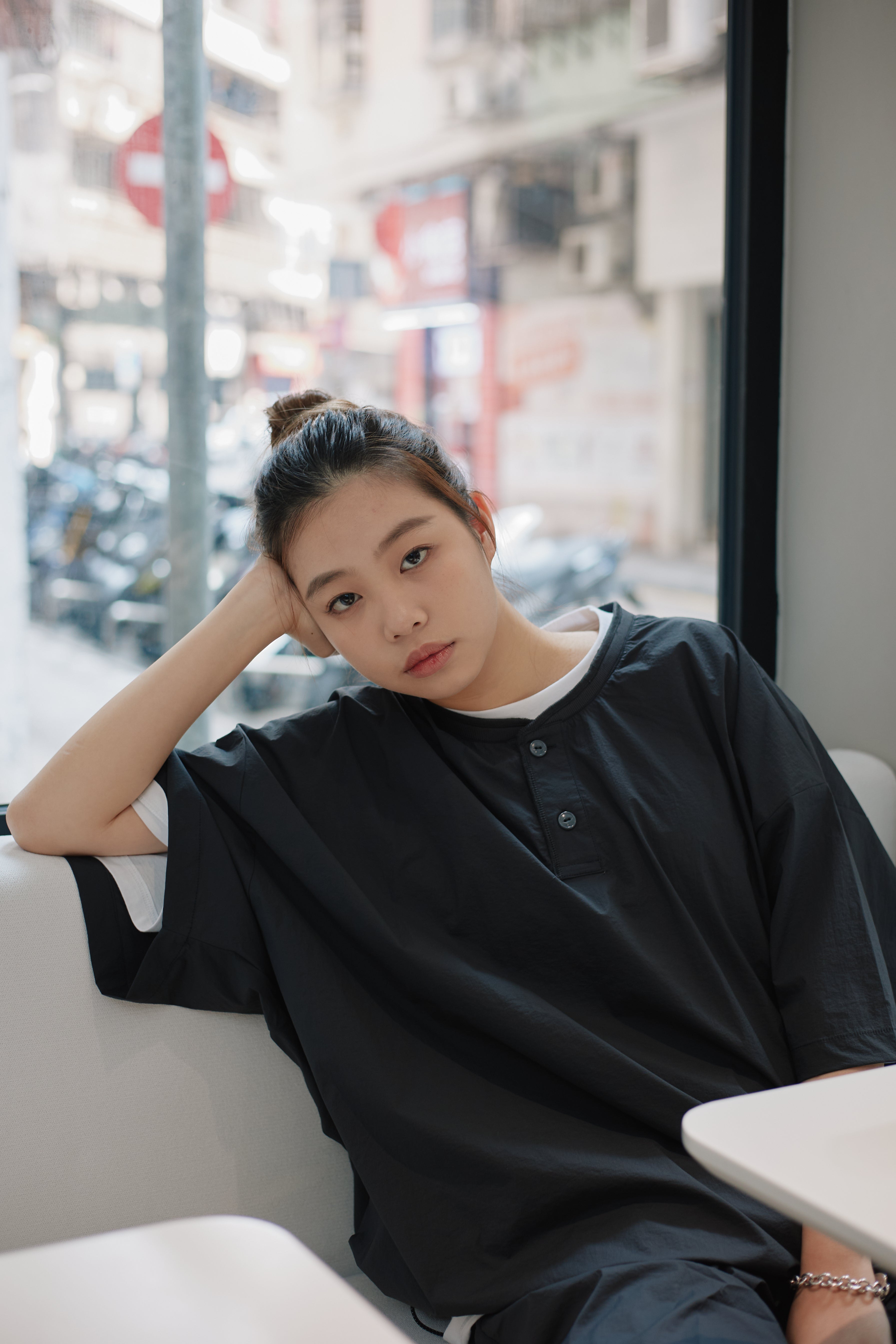 SEE SEE BIG NYLON HENLEY DRAWSTRINGS SS