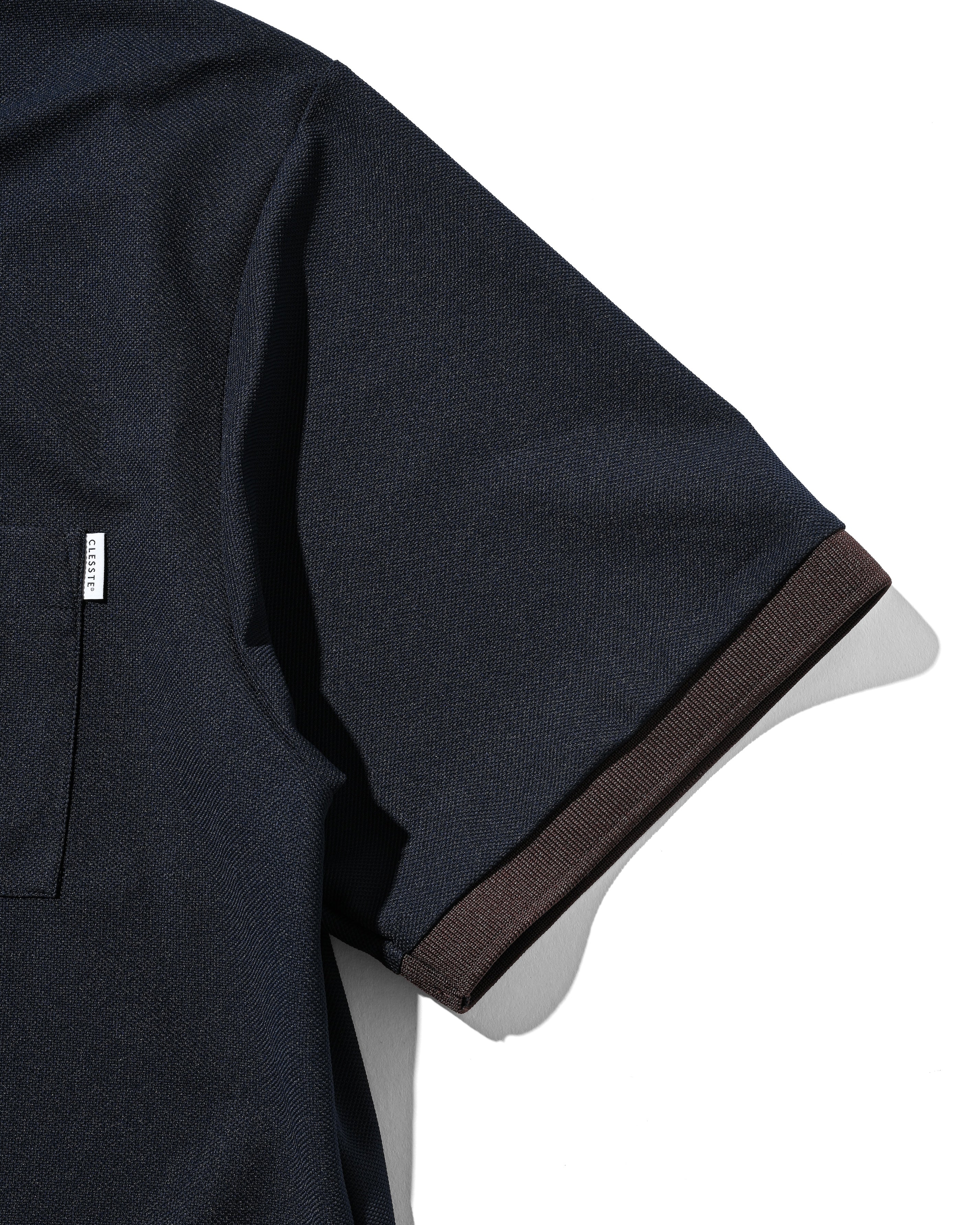 CLESSTE ACTIVE CITY S/S DOUBLE COLLAR POLO SHIRT NAVY×BROWN