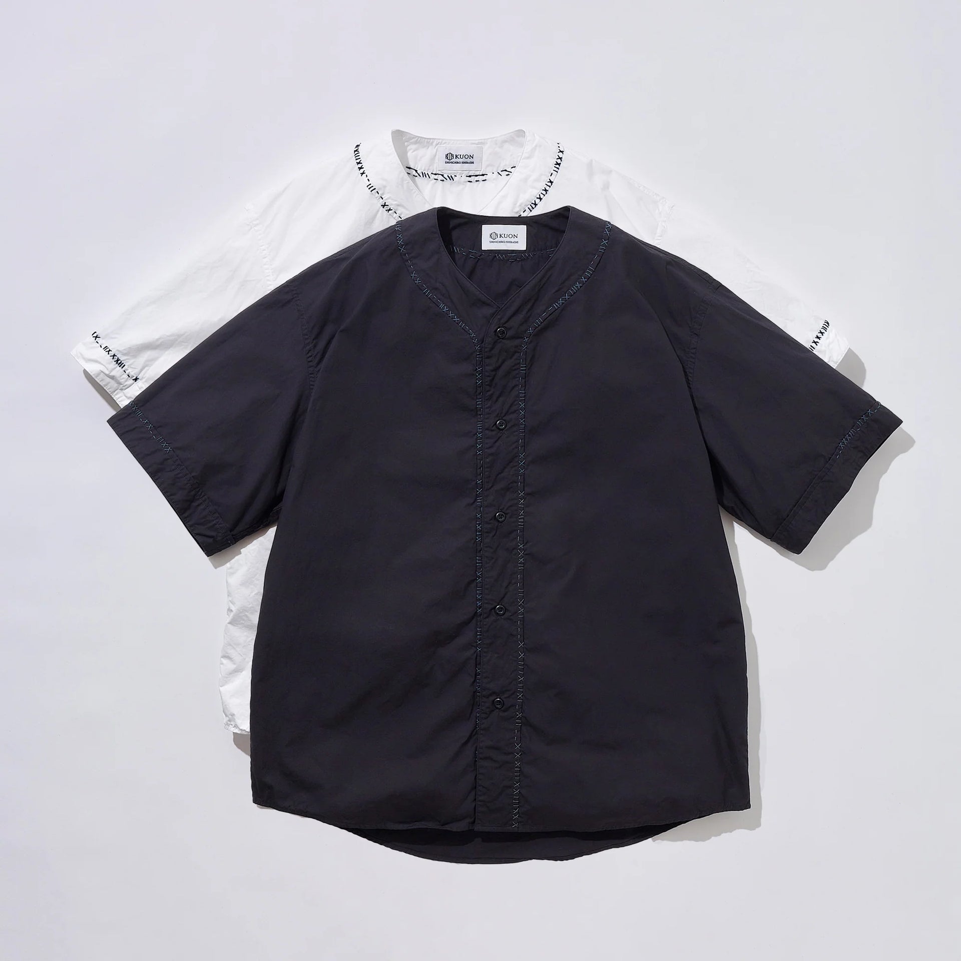 KUON 25SS Sashiko Trimmed Koikuchi Shirt