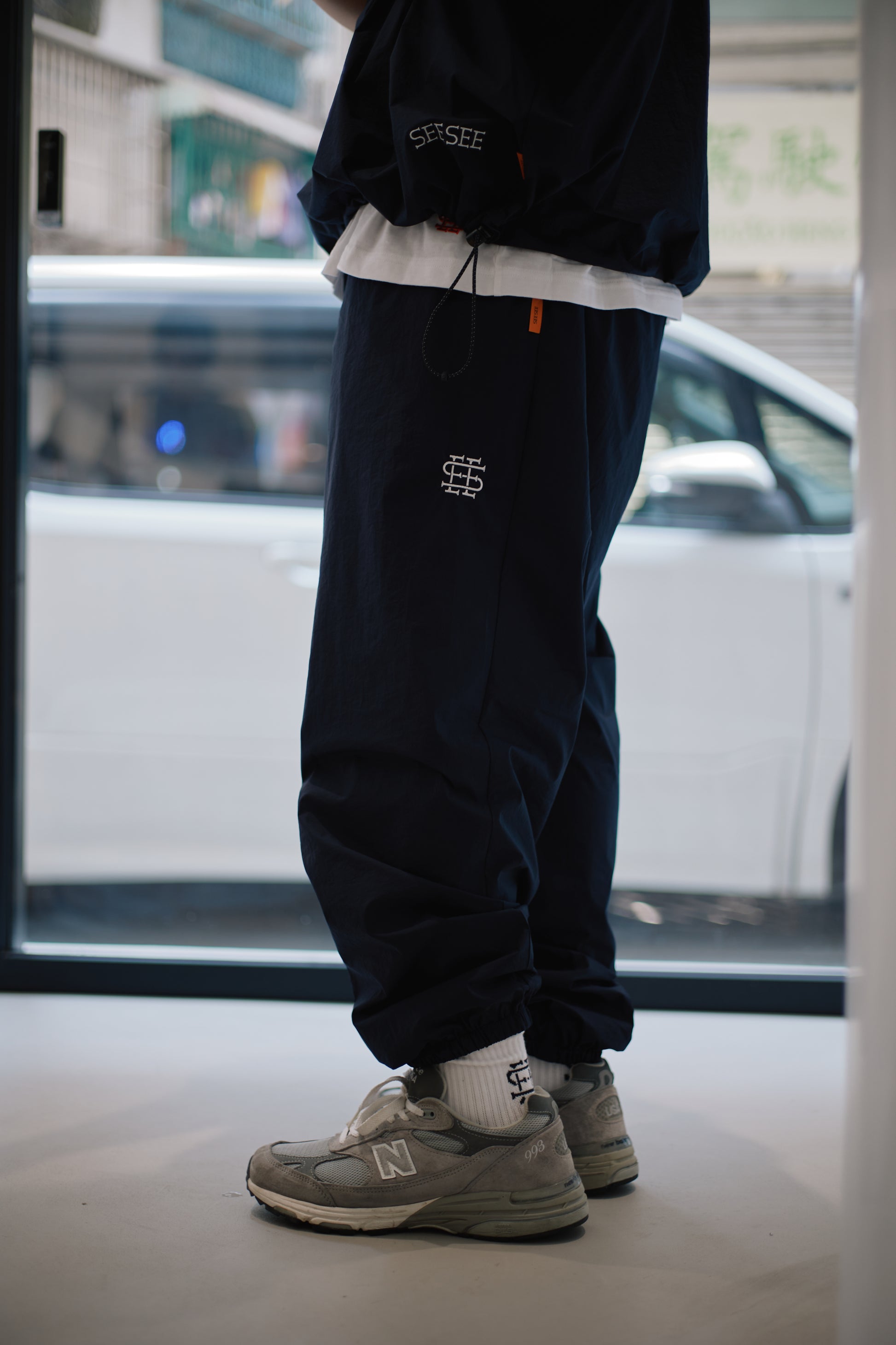 SEE SEE WIDE NYLON SPORTY PANTS BLACK L