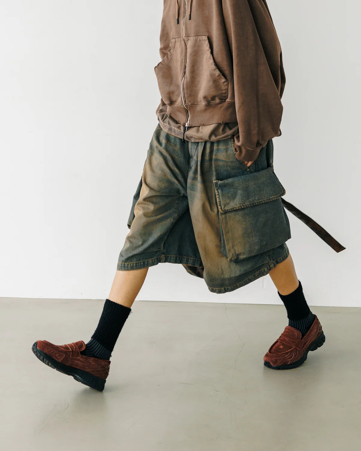 CLESSTE VINTAGE WASH SELVEDGE DENIM CITY MILITARY HALF PANTS