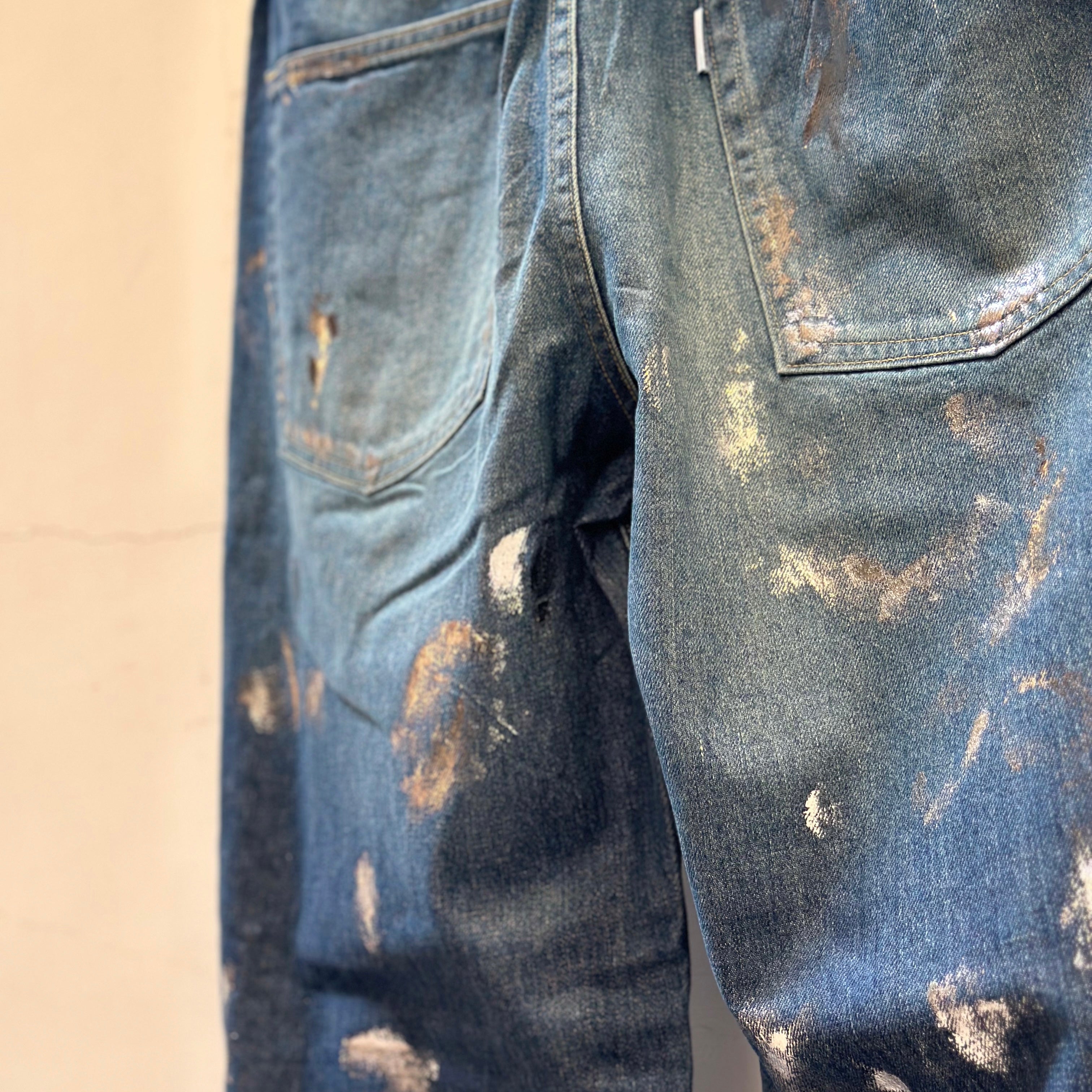 CLESSTE 24FW SILVER PRINT VINTAGE WASH SELVEDGE DENIM WIDE PANTS