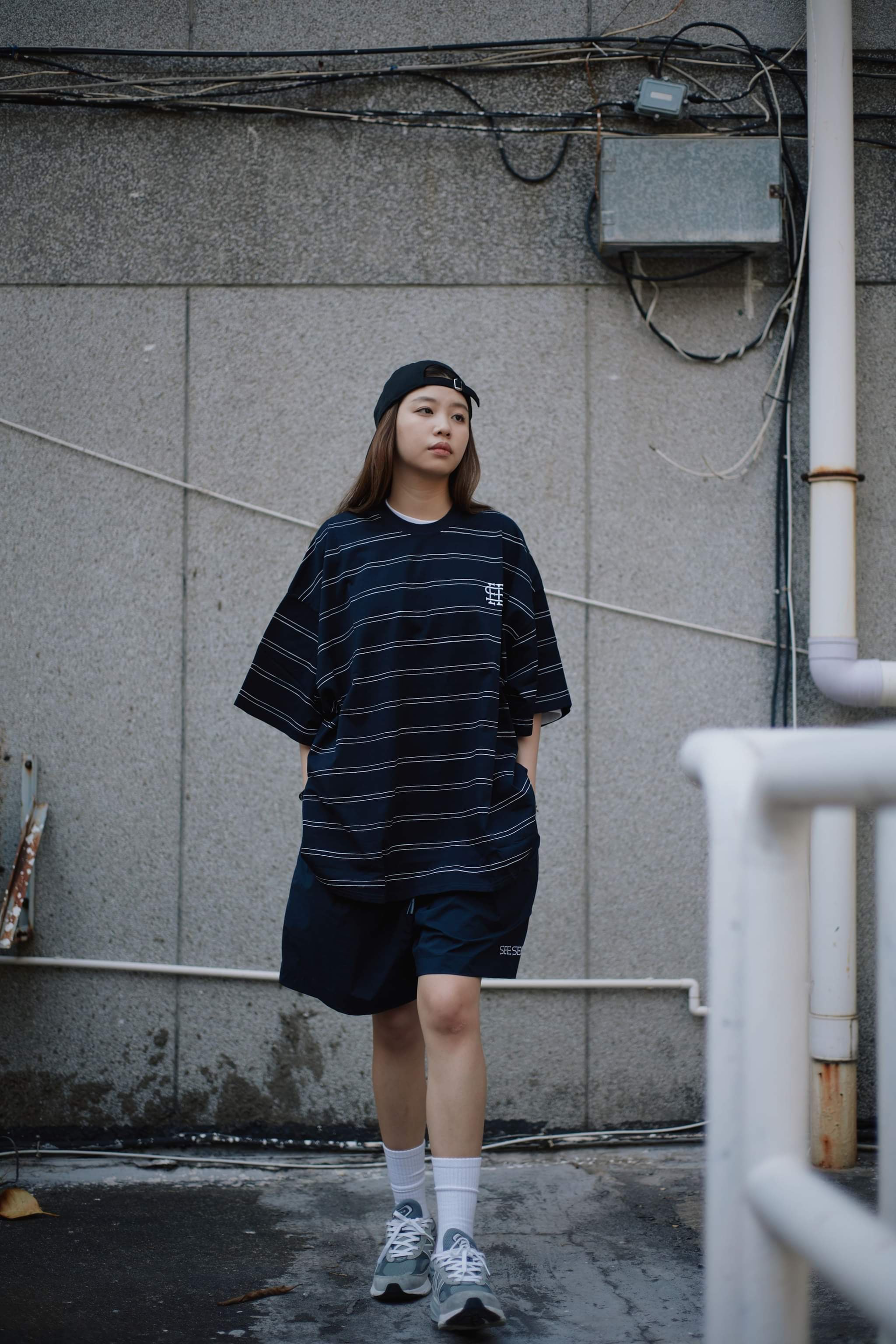 SEE SEE SUPER BIG ROUND SS DOUBLE STRIPE TEE