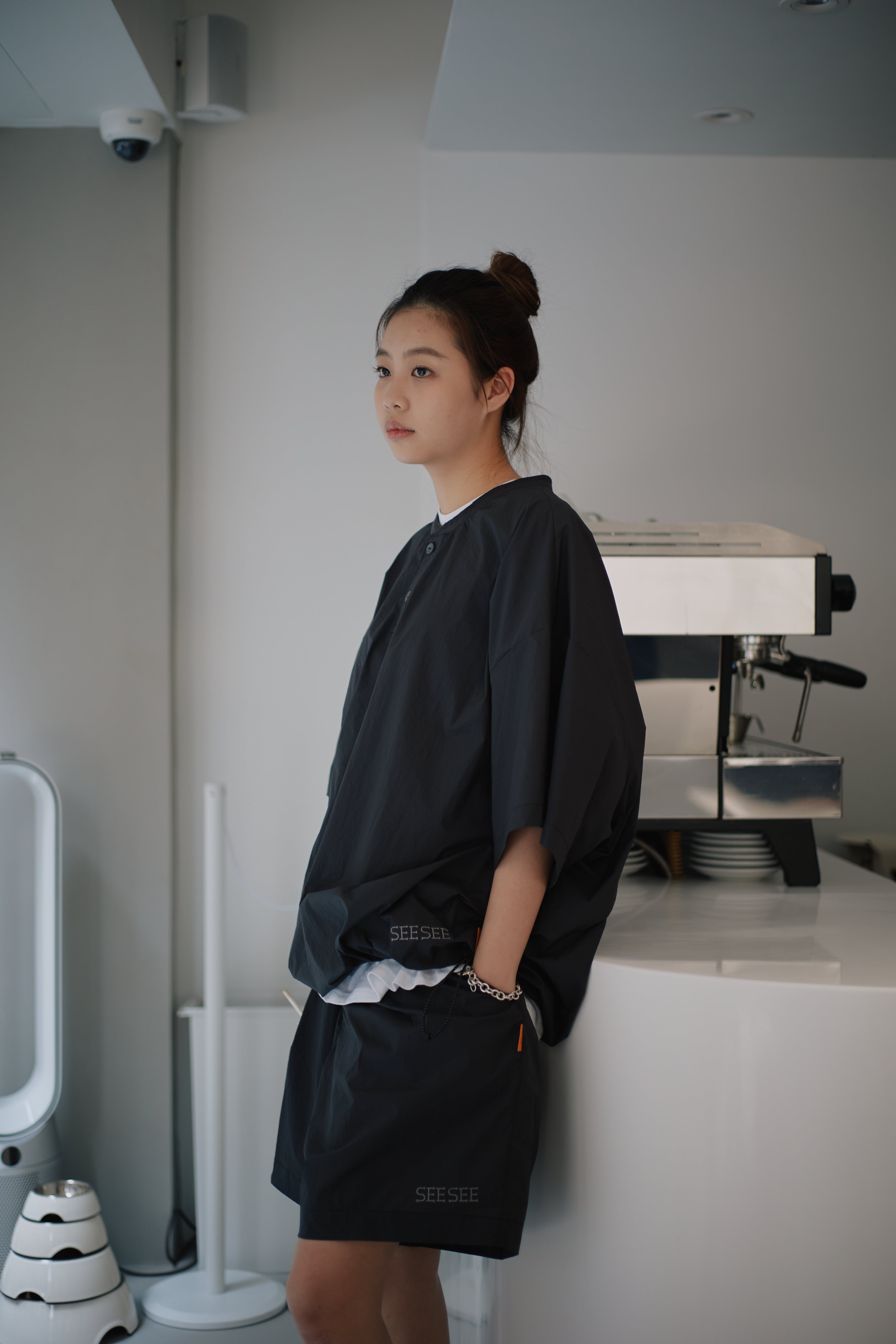 SEE SEE BIG NYLON HENLEY DRAWSTRINGS SS