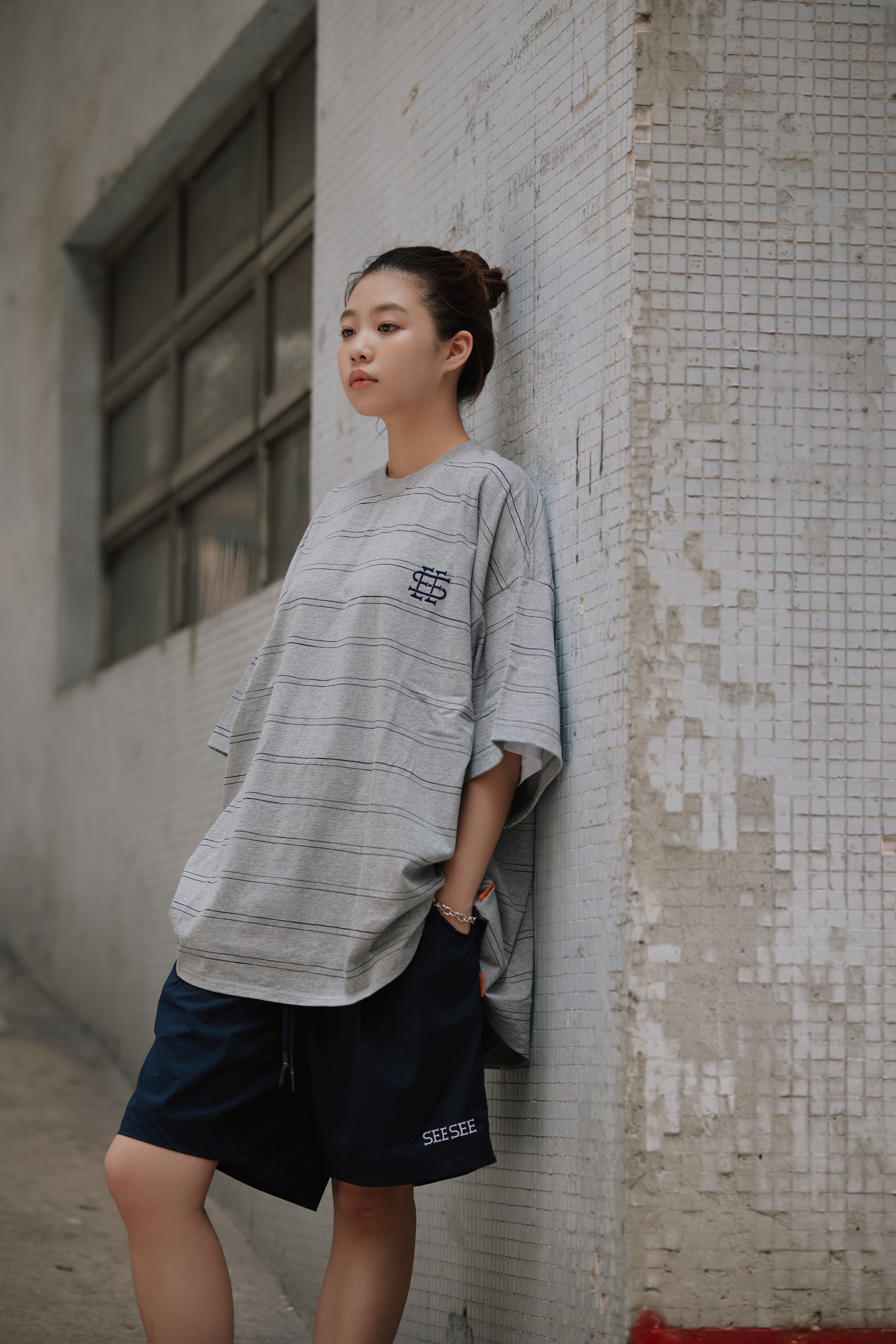 SEE SEE SUPER BIG ROUND SS DOUBLE STRIPE TEE