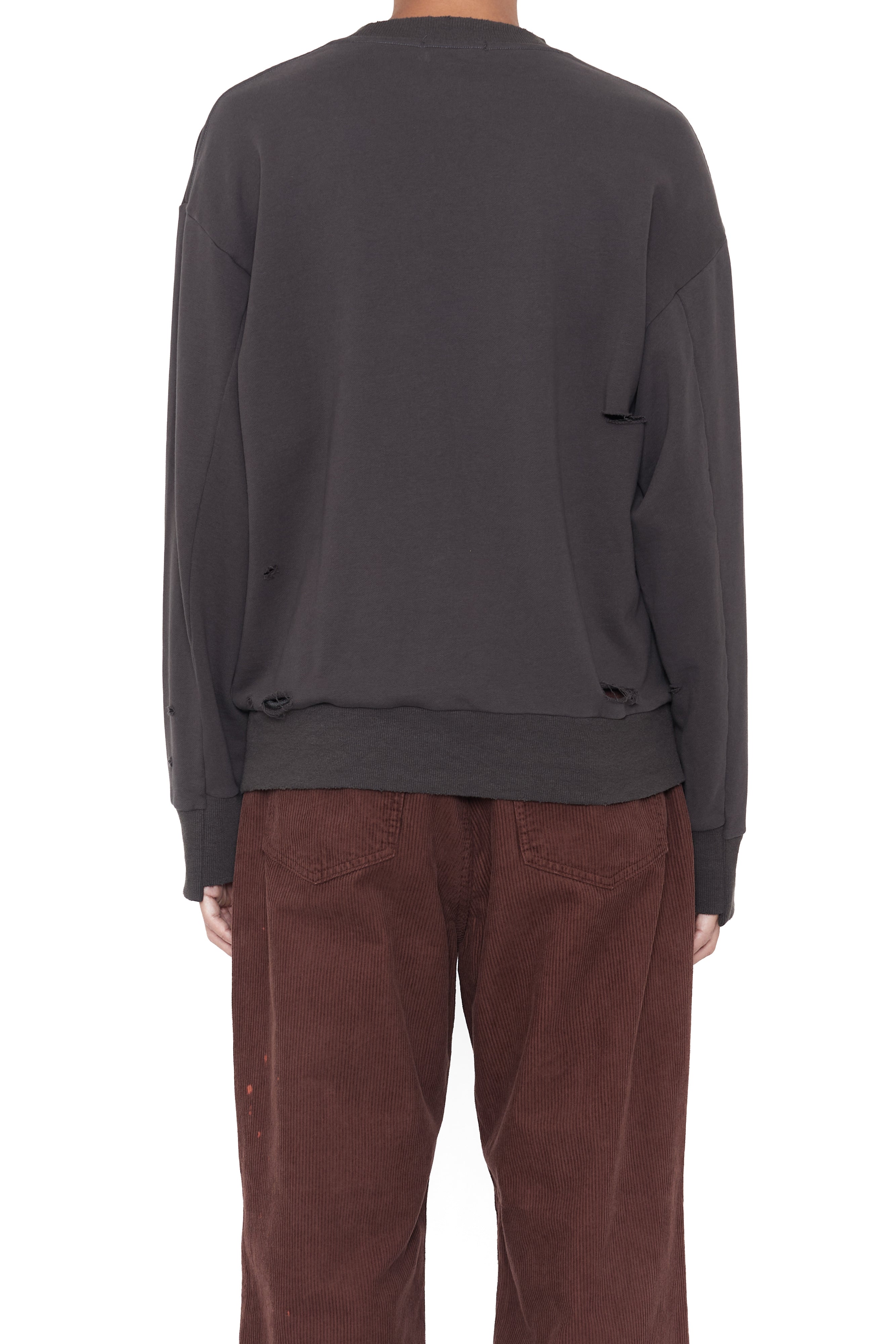 CODA 26SS GREY WASHED DESTROYED CREWNECK SWEATSHIRT